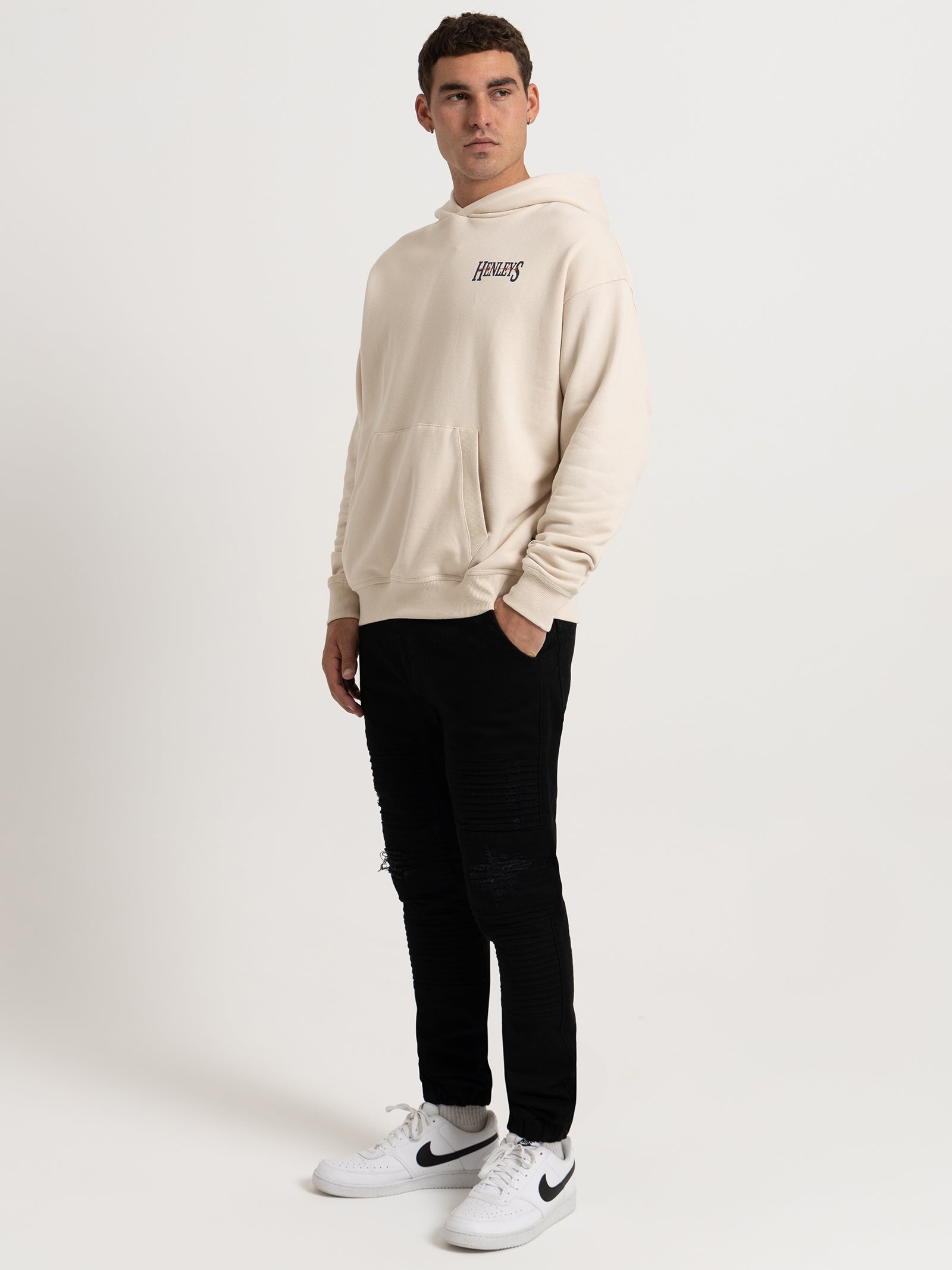 Panoramic Hooded Sweater in Cream