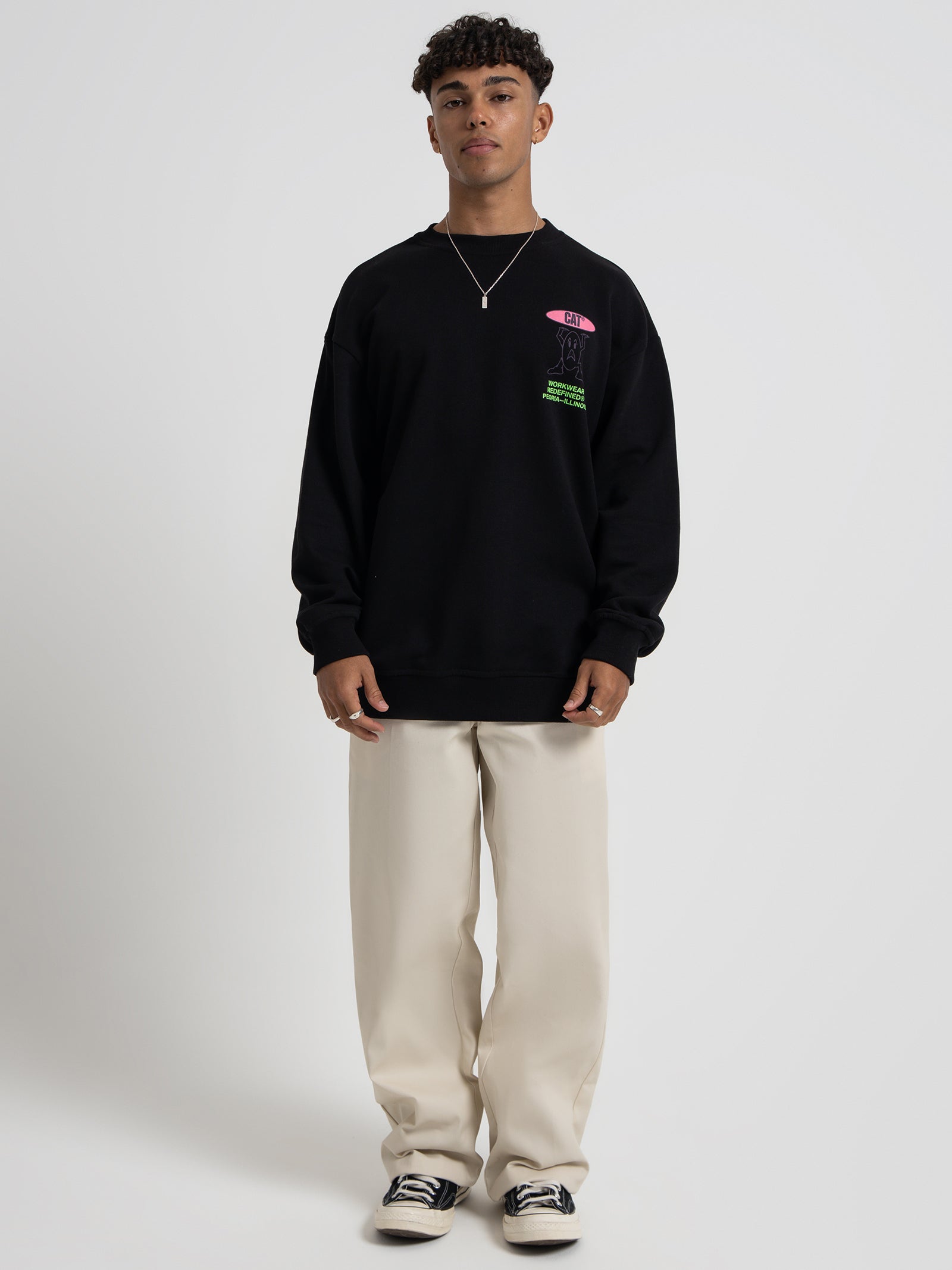 Hard Worker Crewneck Sweater in Black