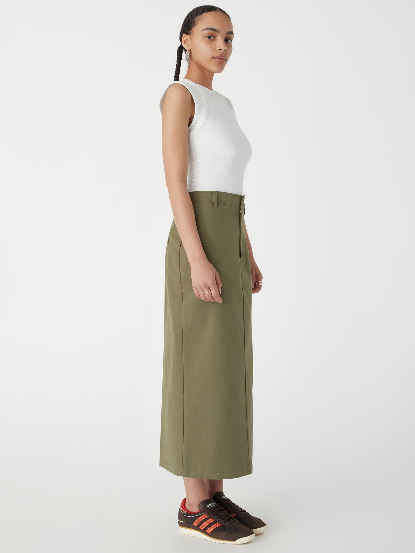 Carole Midi Skirt in Khaki