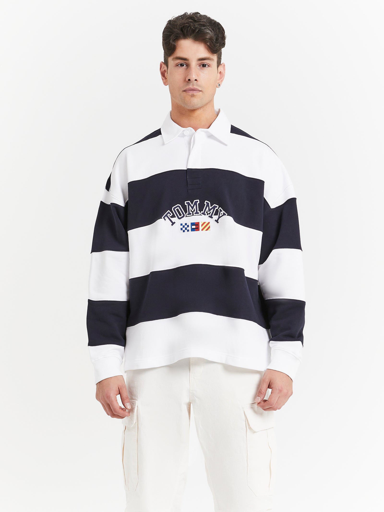 Archive Stripe Relaxed Rugby Shirt in Blue