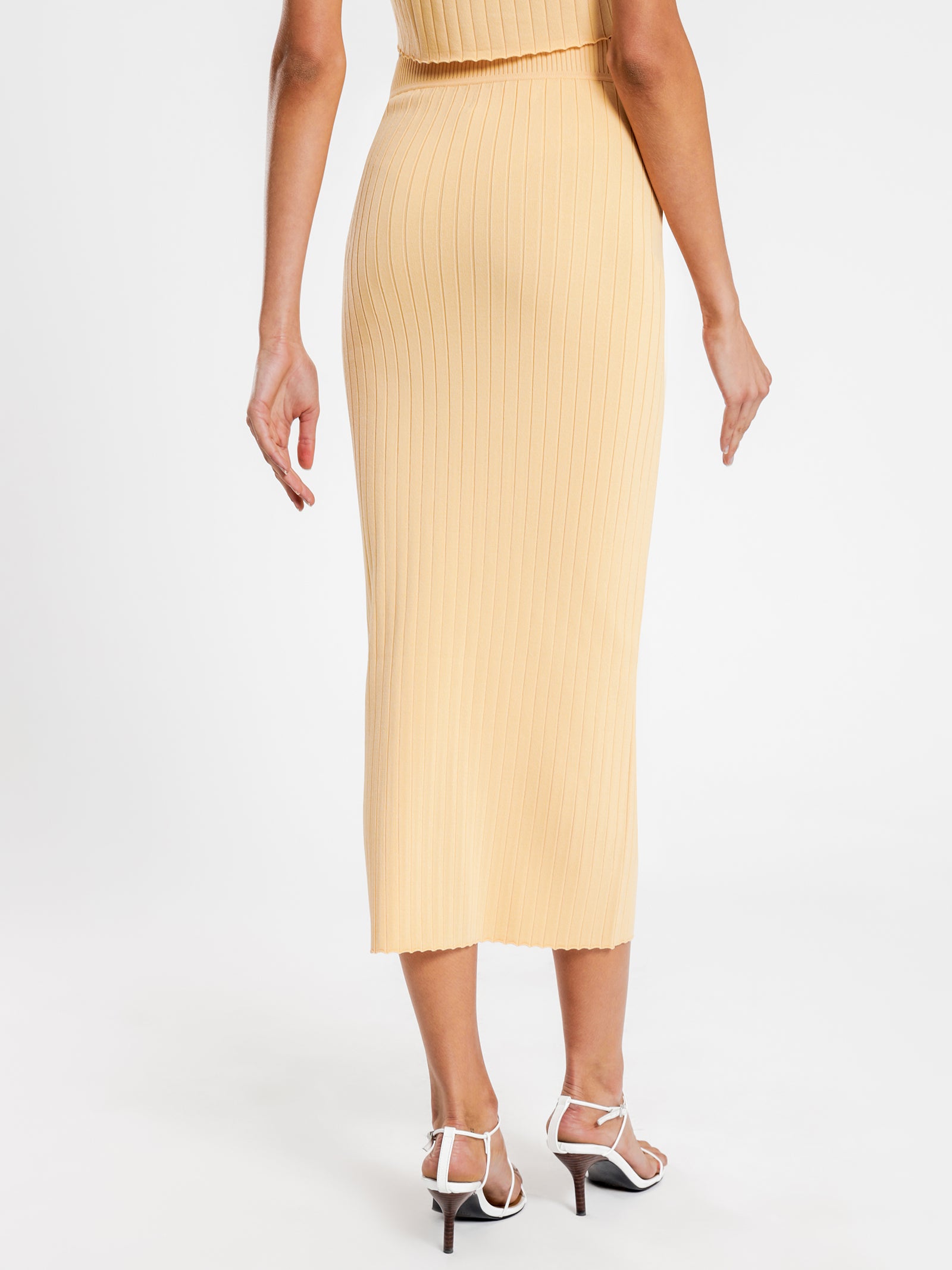 Clara Knit Midi Skirt in Papaya