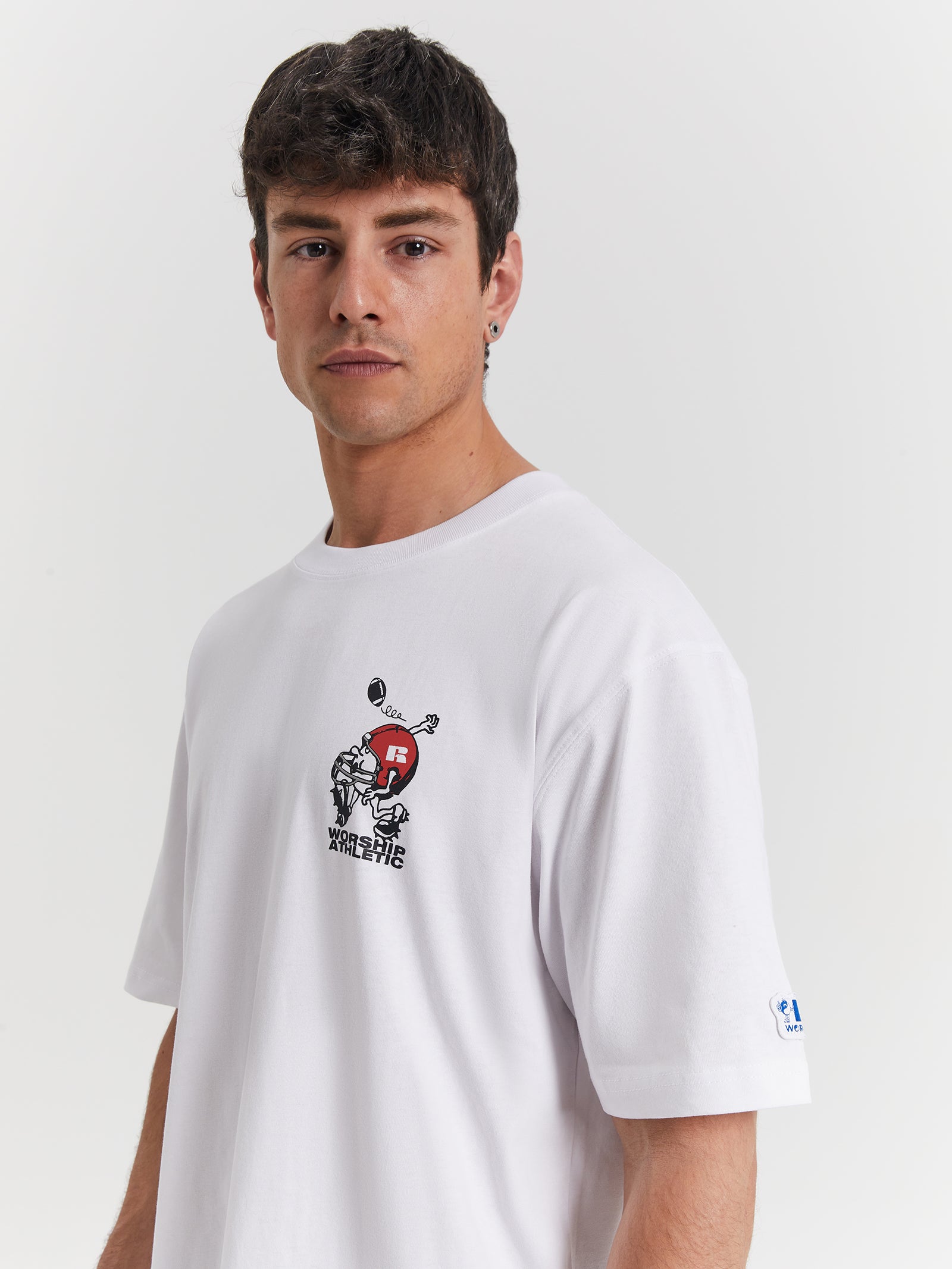 Worship x Russell Athletic Fumbler T-Shirt in White