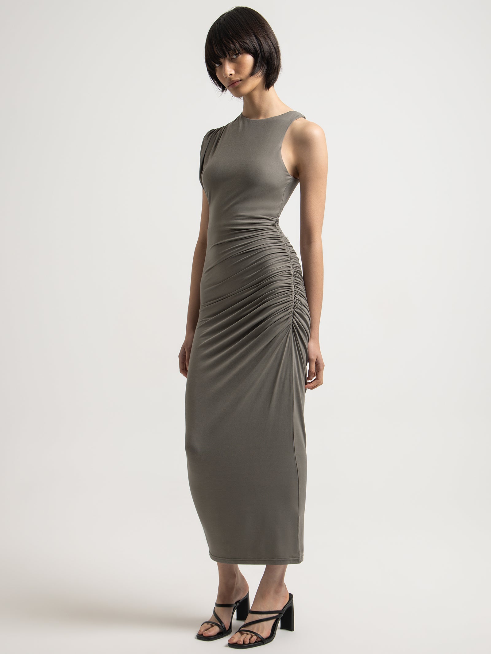 Cyndall Jersey Midi Dress in Sage