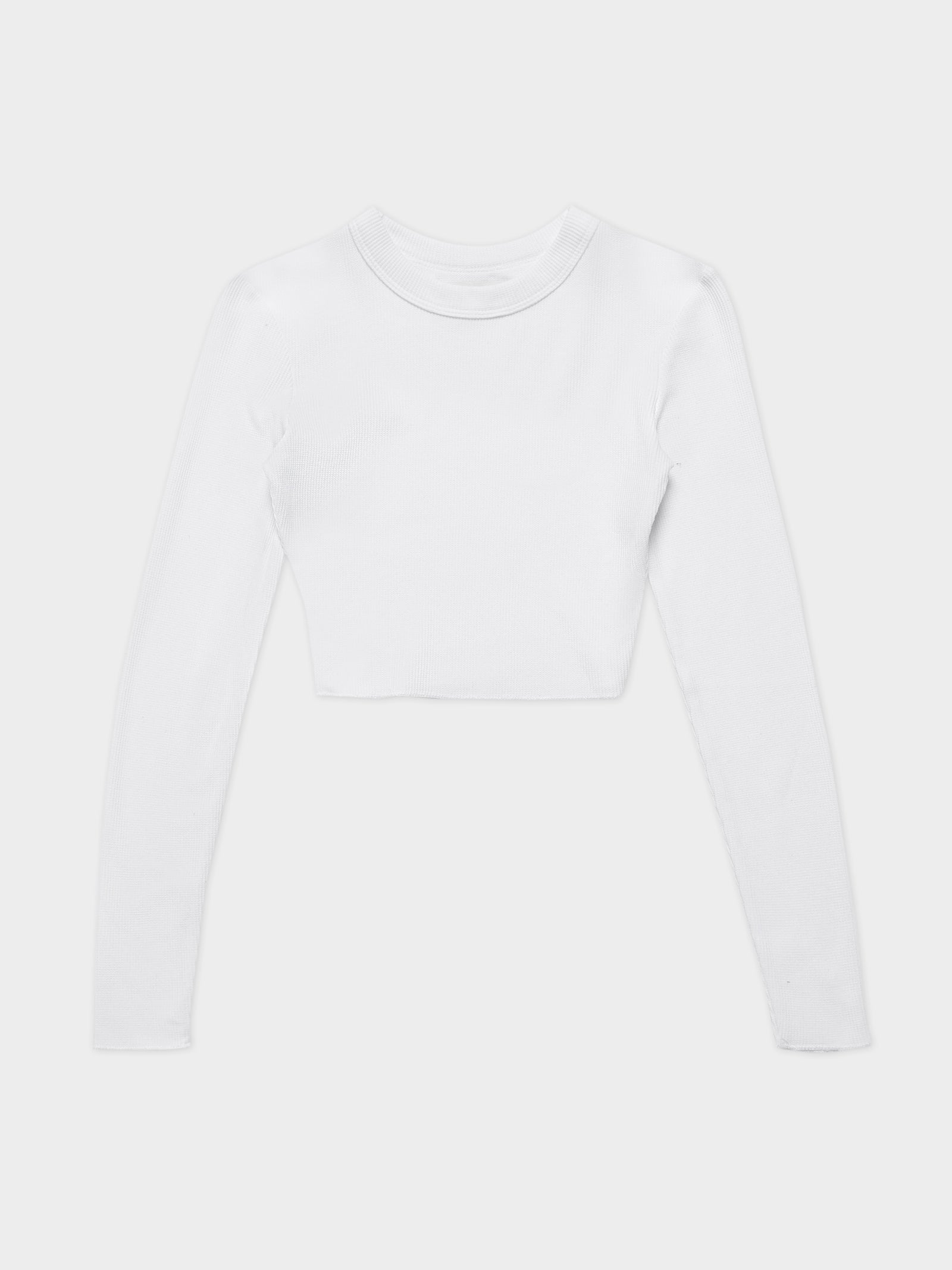 Essentials Long Sleeve Waffle Top in White