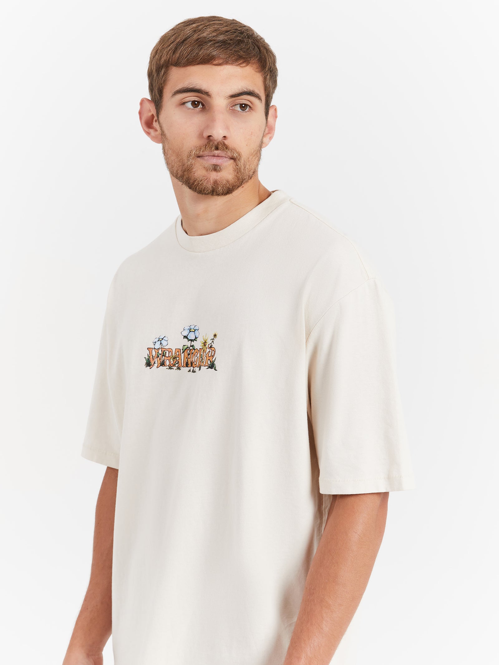 Flowers Slacker T-Shirt in Ecru