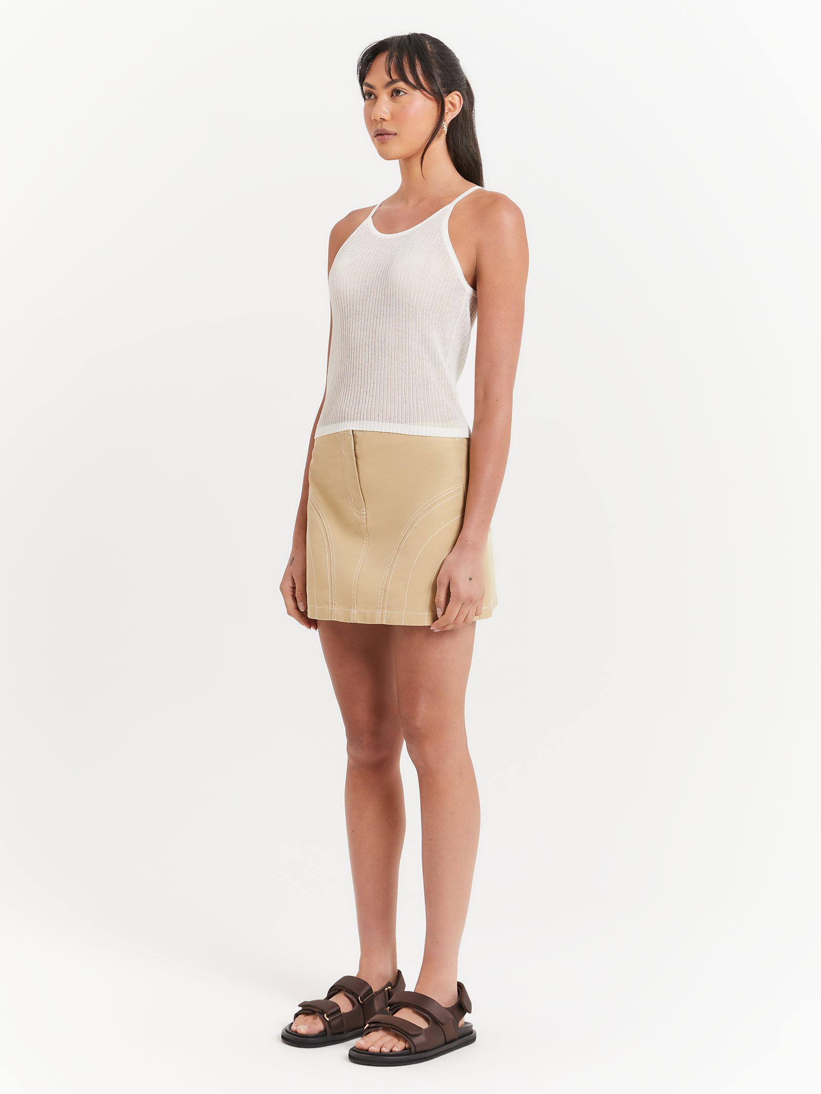 Adelaide Sheer Tank Top in Off-White