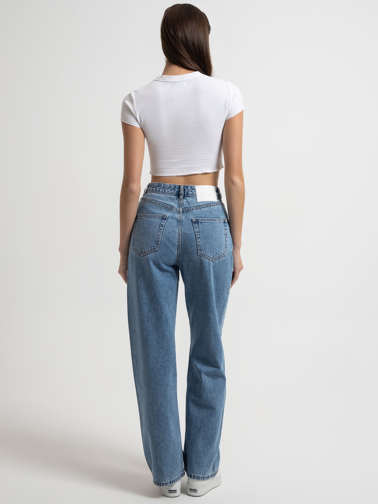 Organic Wide Leg Jeans in Washed Blue