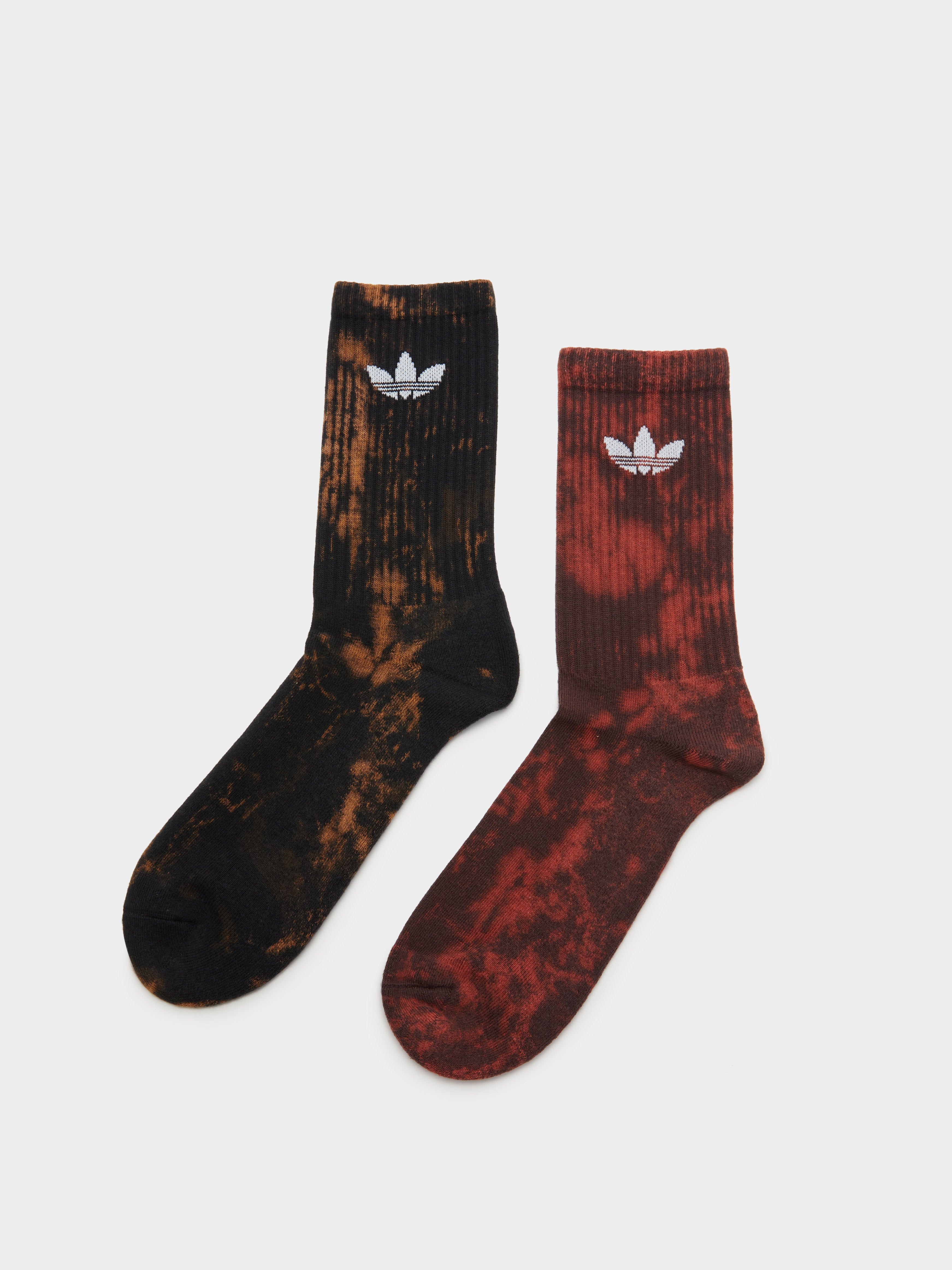 2 Pairs of Tie Dye Crew Socks in Black & Shadow Brown