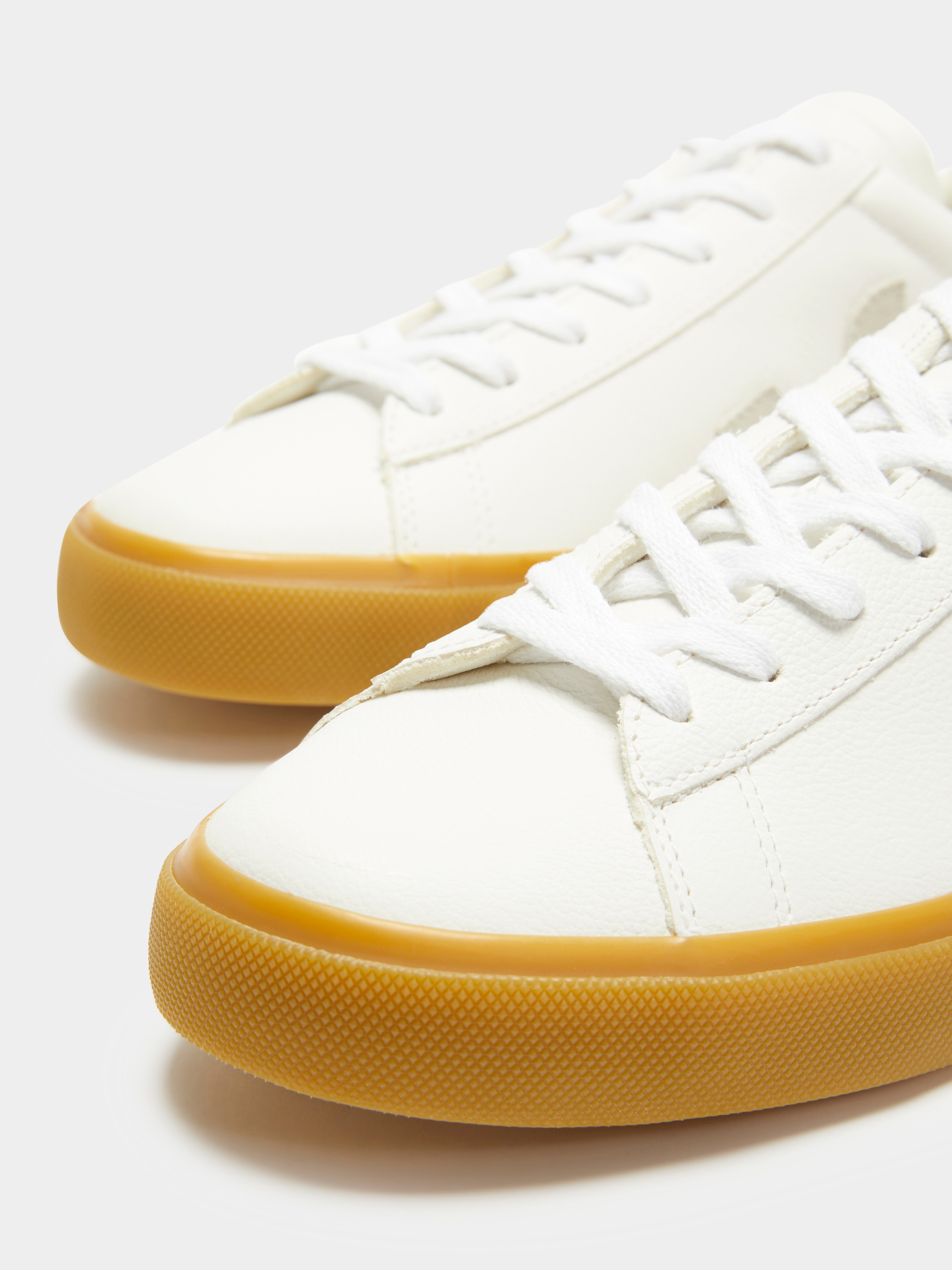 Mens Campo Leather Sneakers in White & Natural Gum