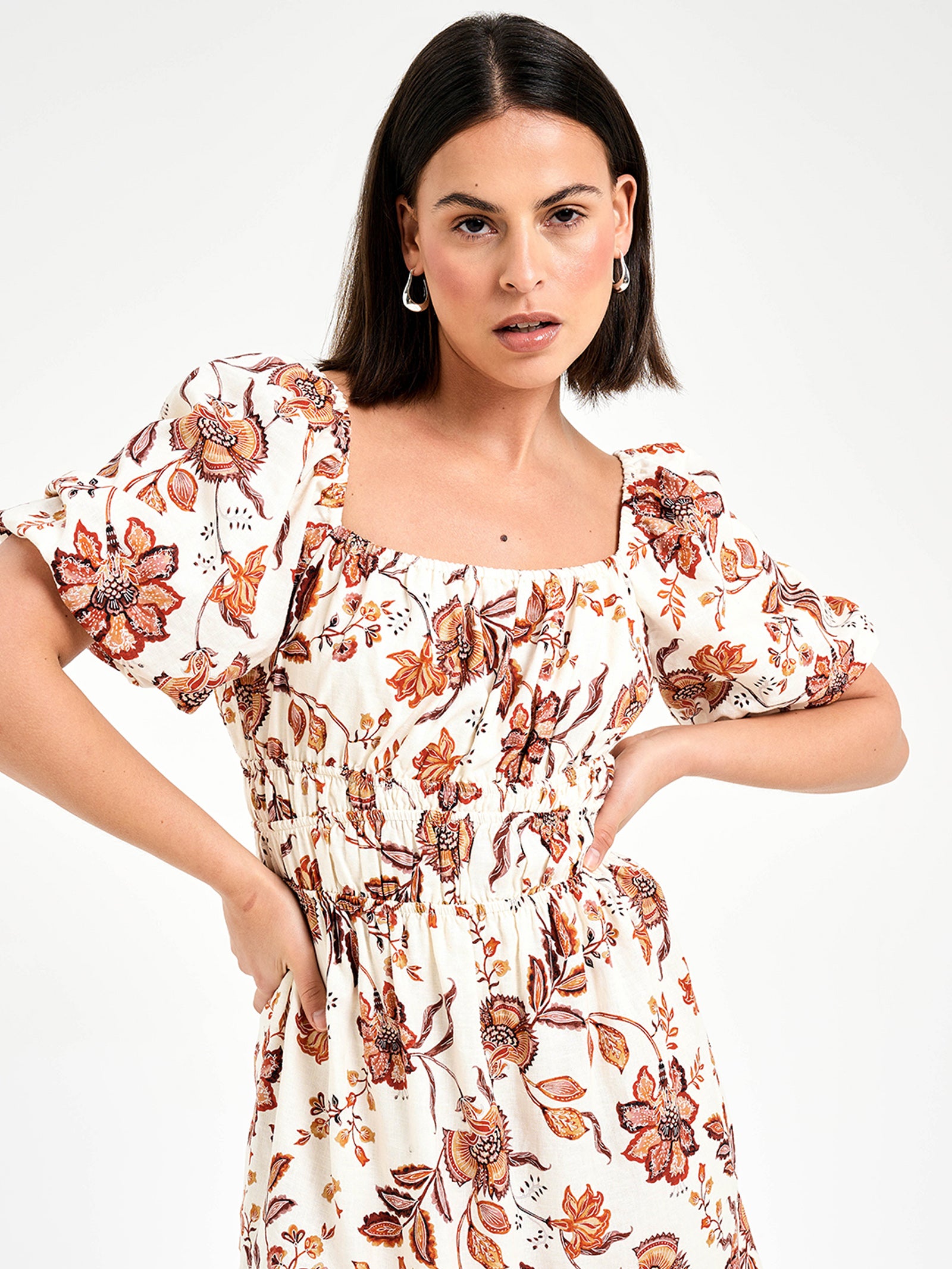 Wylder Puff Sleeve Mini Dress in Bloom