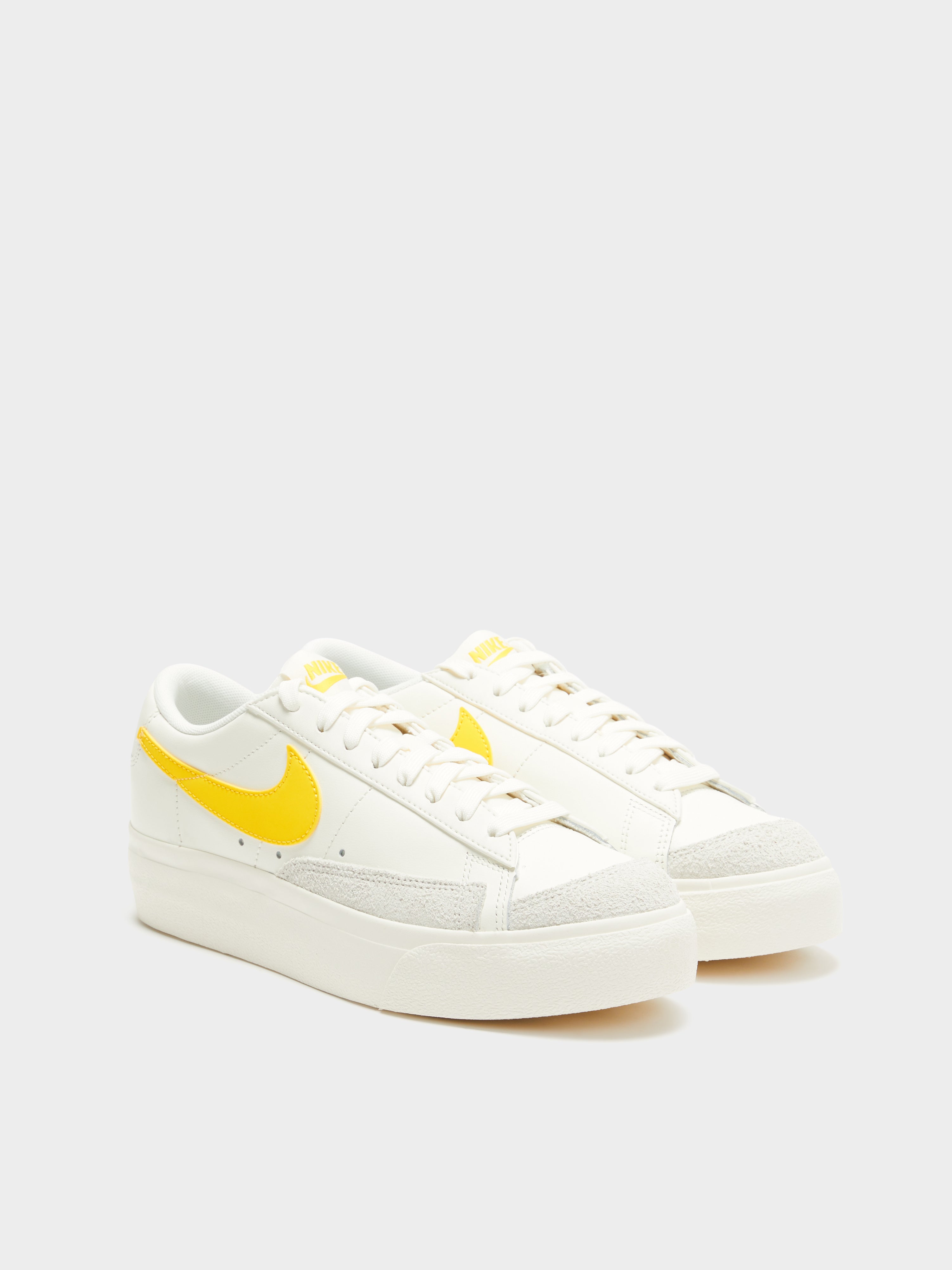 Womens Blazer Low Platform Sneakers in White & Yellow