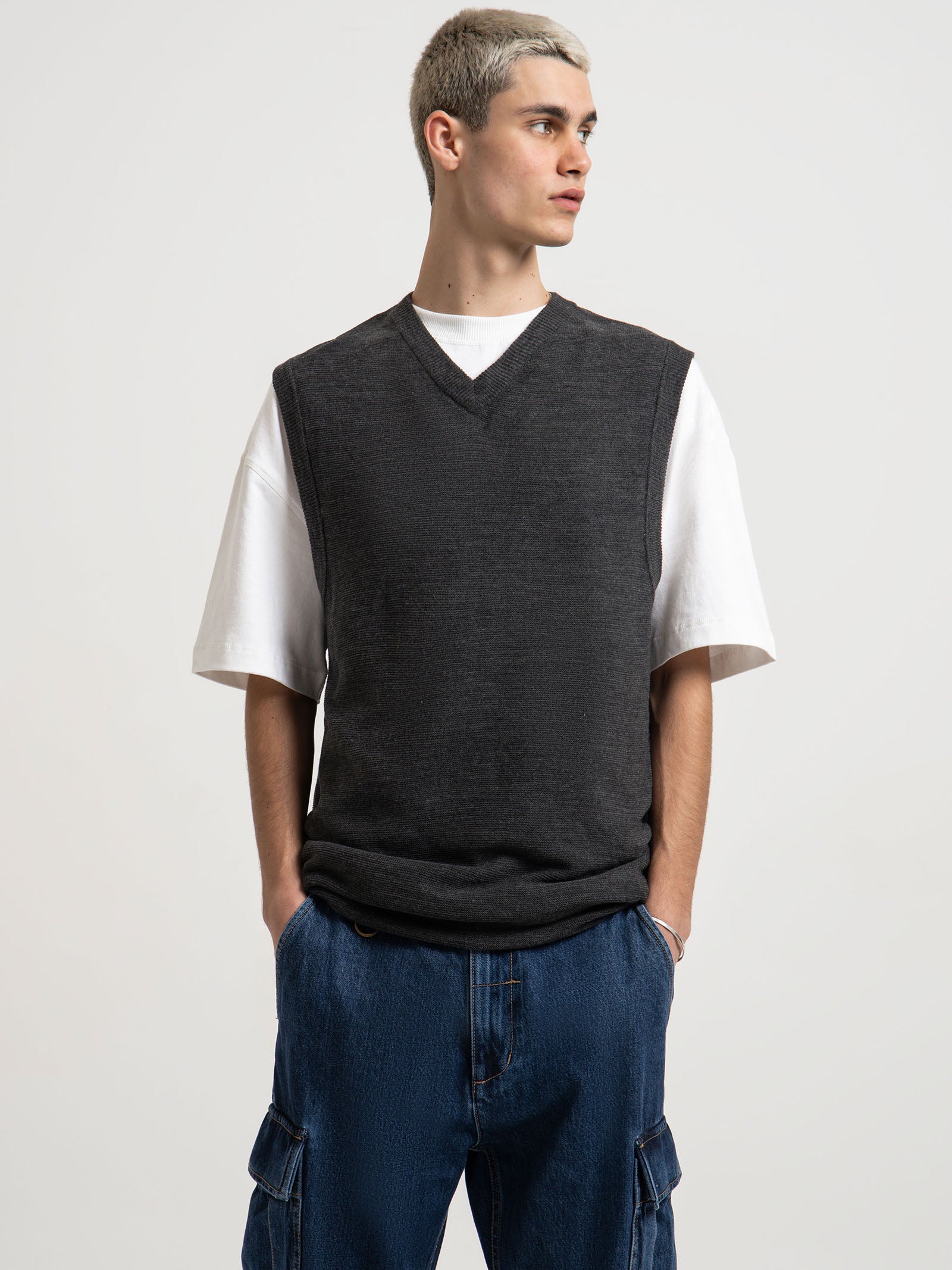 Endless Thrills Knit Vest in Black Marl