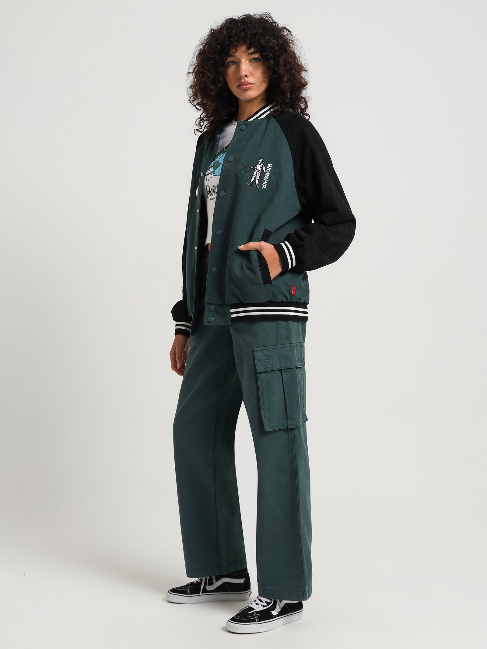 Breakdown Varsity Jacket in Dark Teal