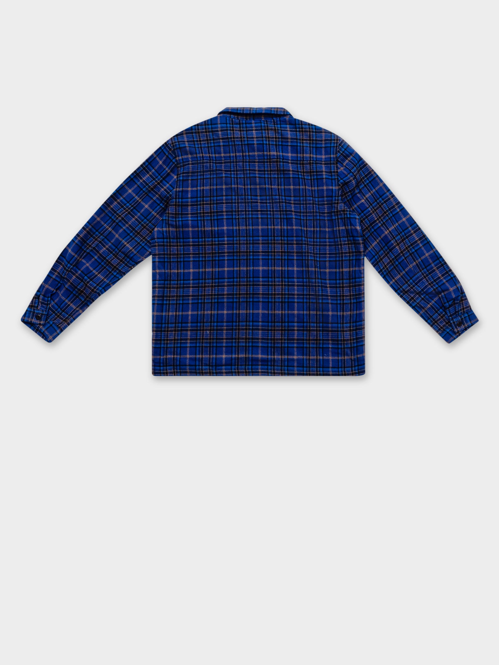 Shadow Plaid Zip Long Sleeve Shirt in Blue