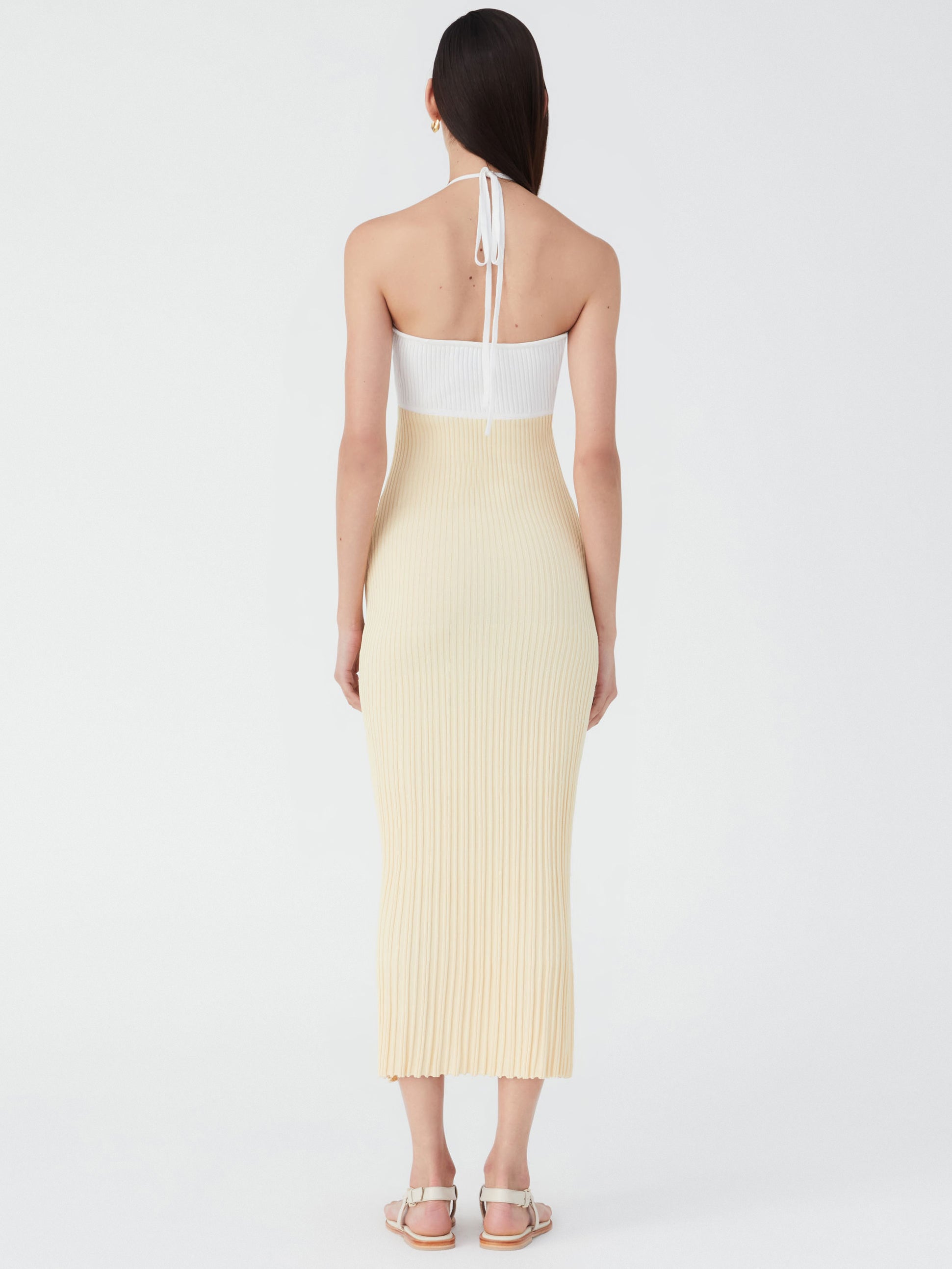 Morwenna Midi Dress in Ivory & Banana Cream