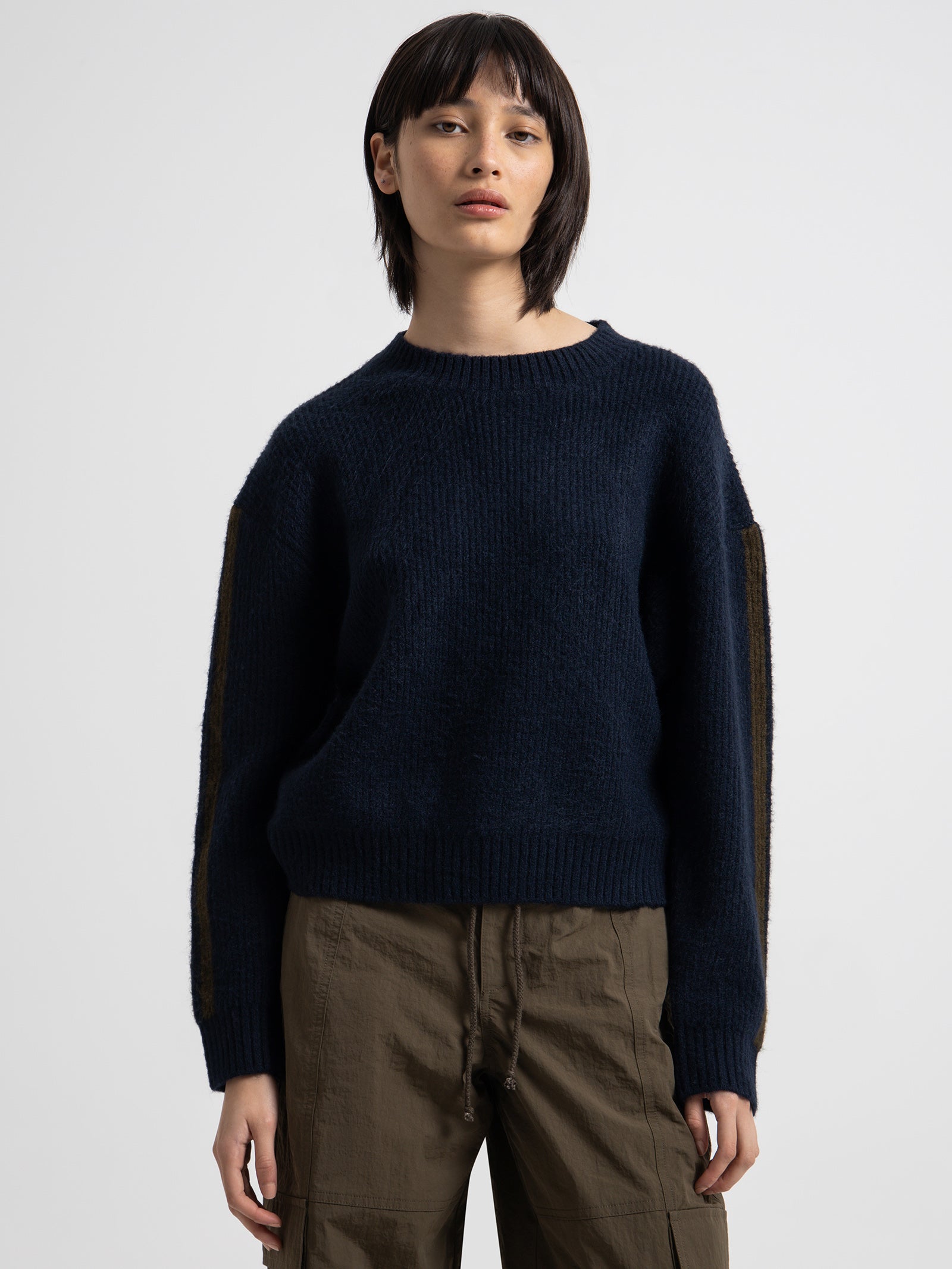 Remi Stripe Jumper in Marine Khaki