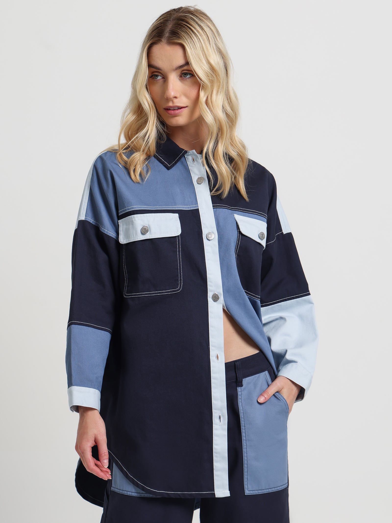 Nara Oversized Shirt in Denim Multi