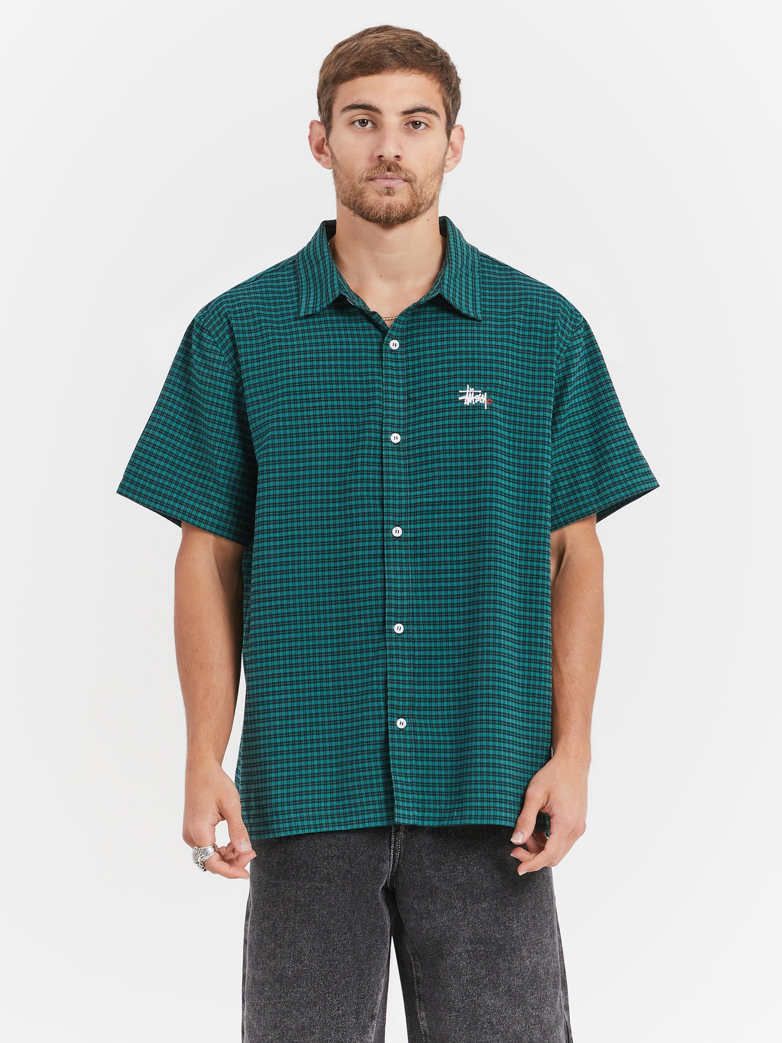 Graffiti Oxford Shirt in Green Check