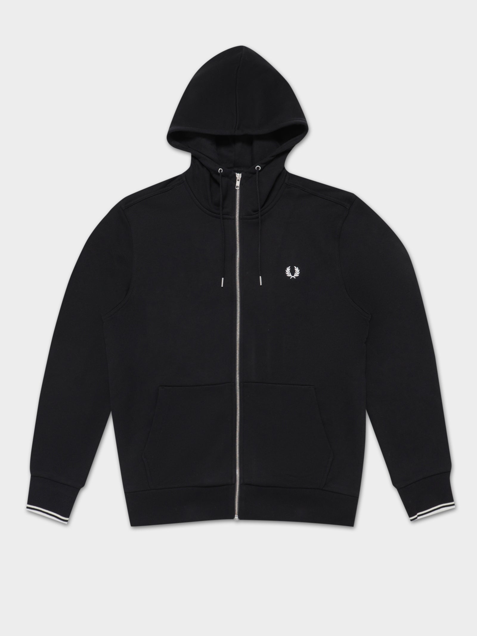 Hooded Zip Through Sweatshirt in Black