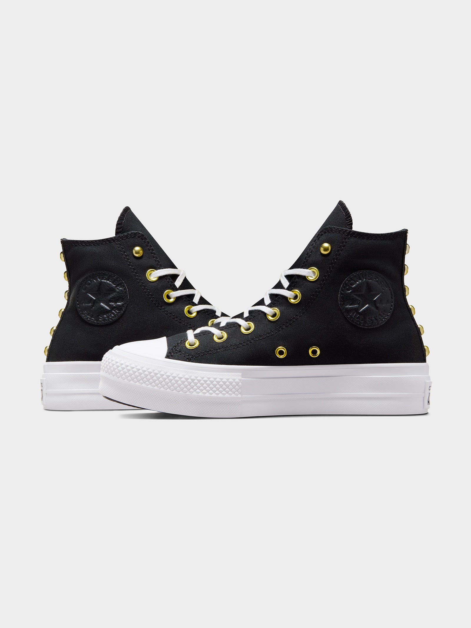 Womens Chuck Taylor All Star Lift Star Studded High Top Sneakers in Black & White