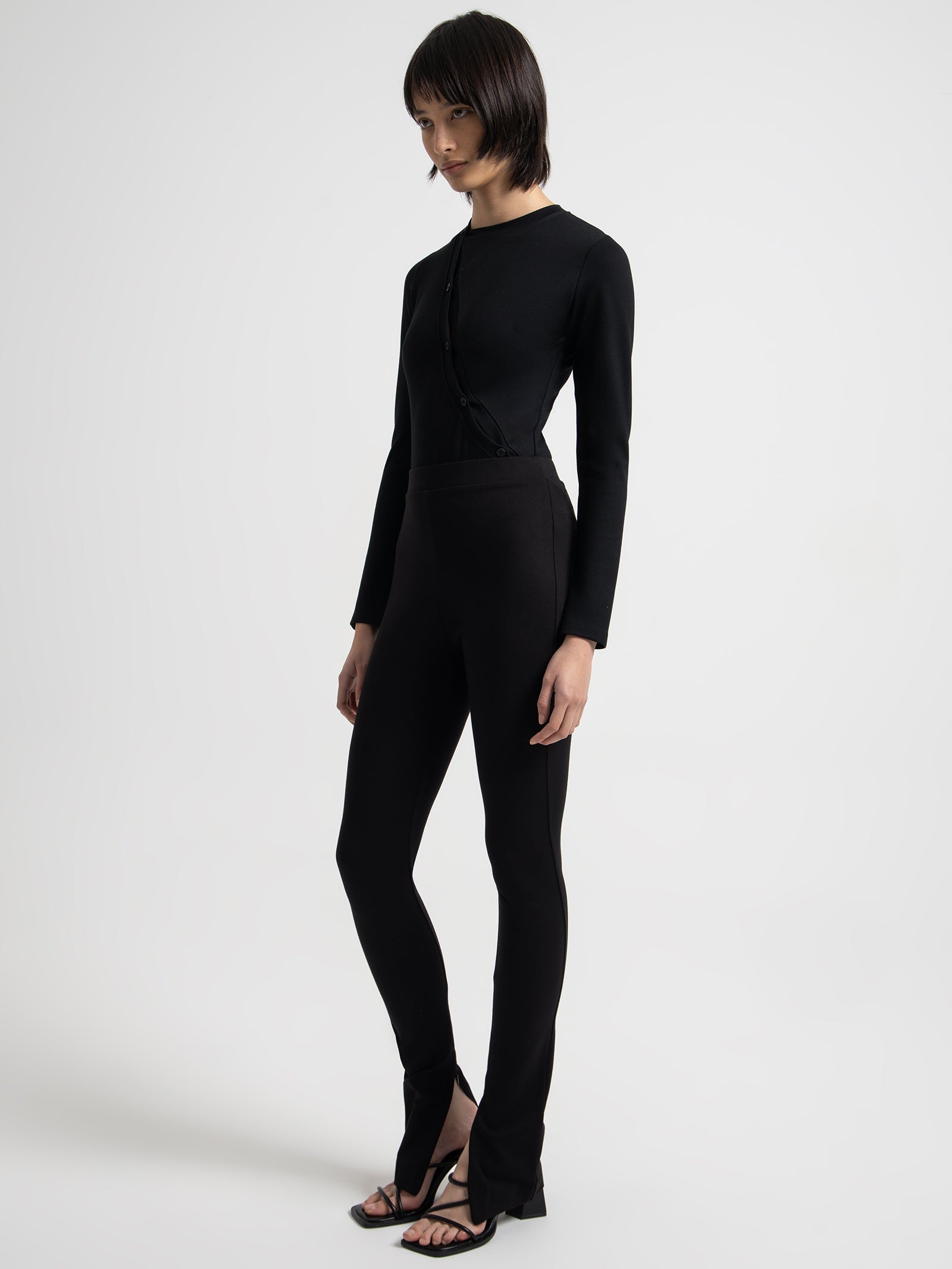 Georgia Button Bodysuit in Black