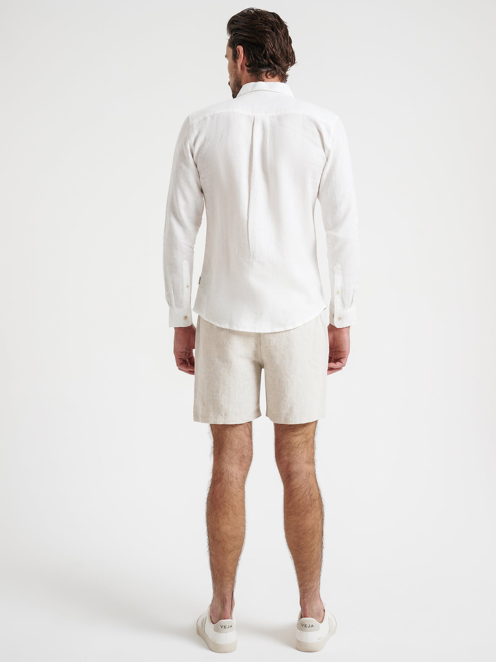 Nero Linen Long Sleeve Shirt in White