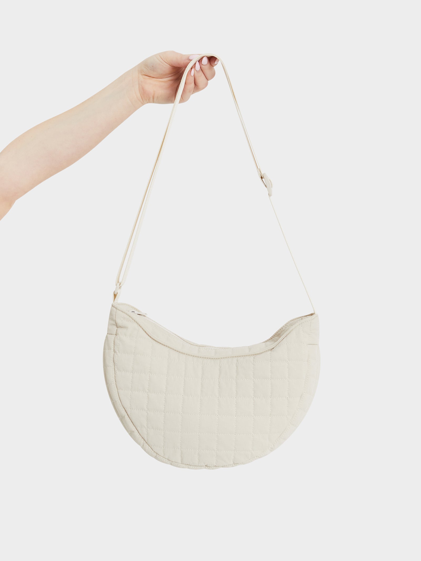 Mini Quilted Shoulder Bag in Beige