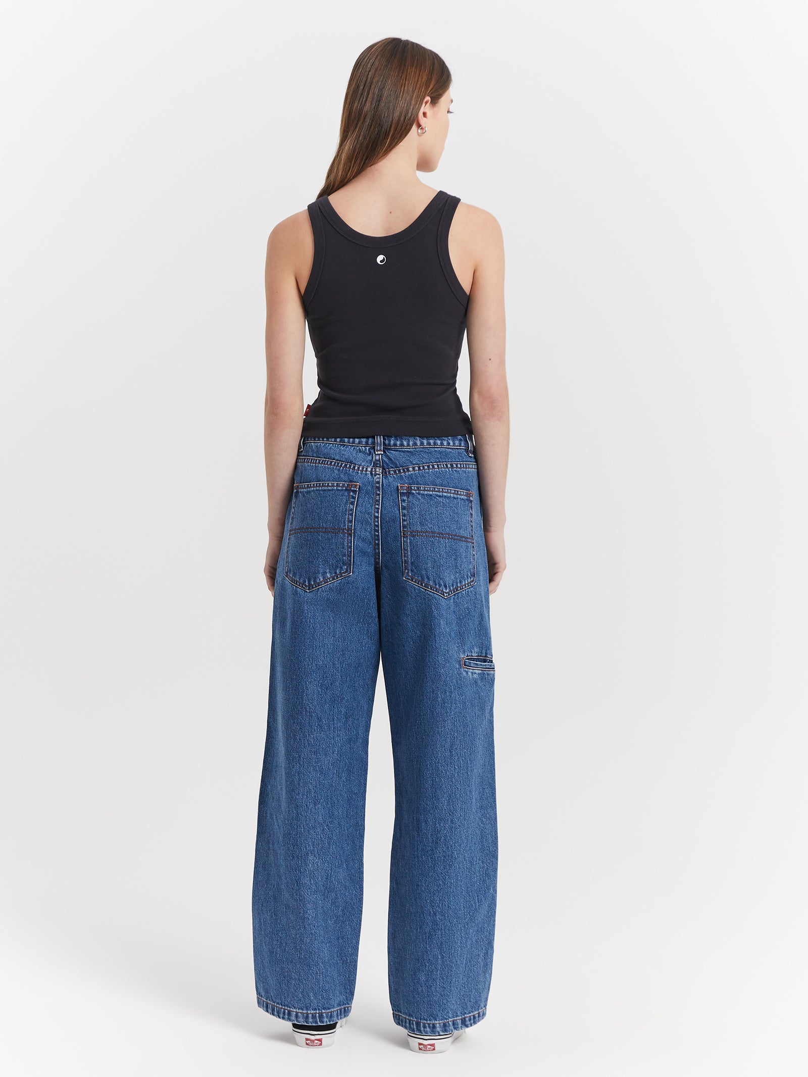 Double-Knee Slouch Jeans in Classic Mid Blue