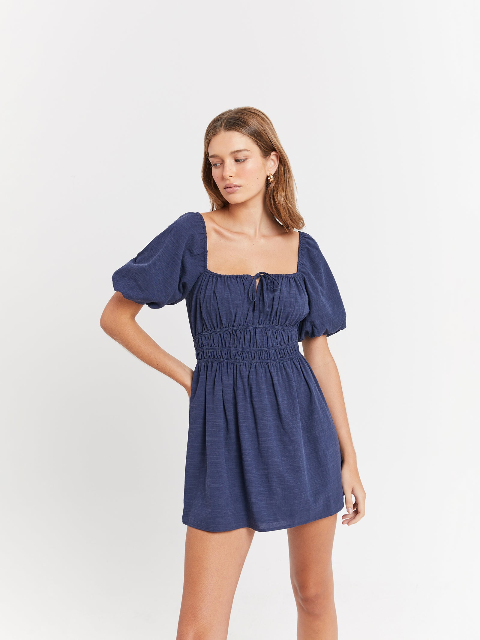 Valerie Sleeve Mini Dress in Indigo