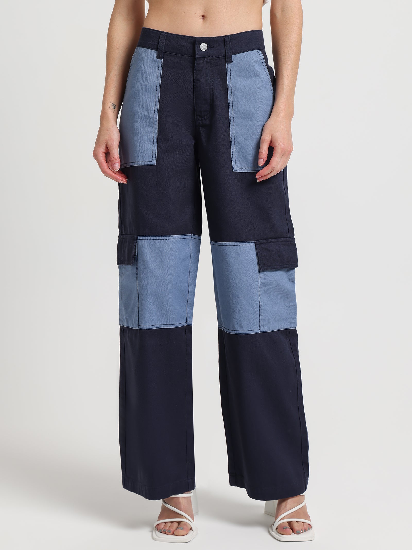 Bronte Low Rise Cargo Pants in Ink Blue