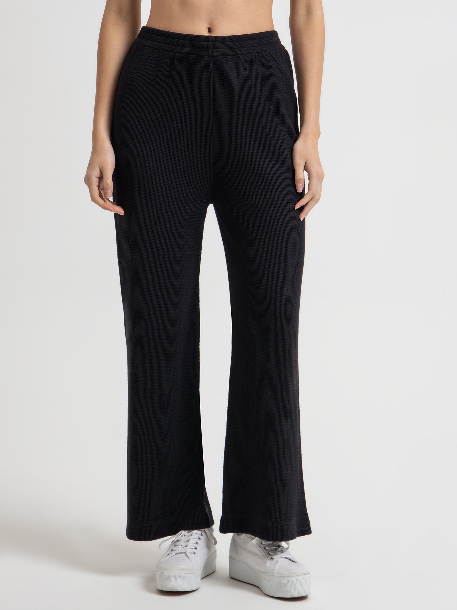 Kin Waffle Culottes in Black