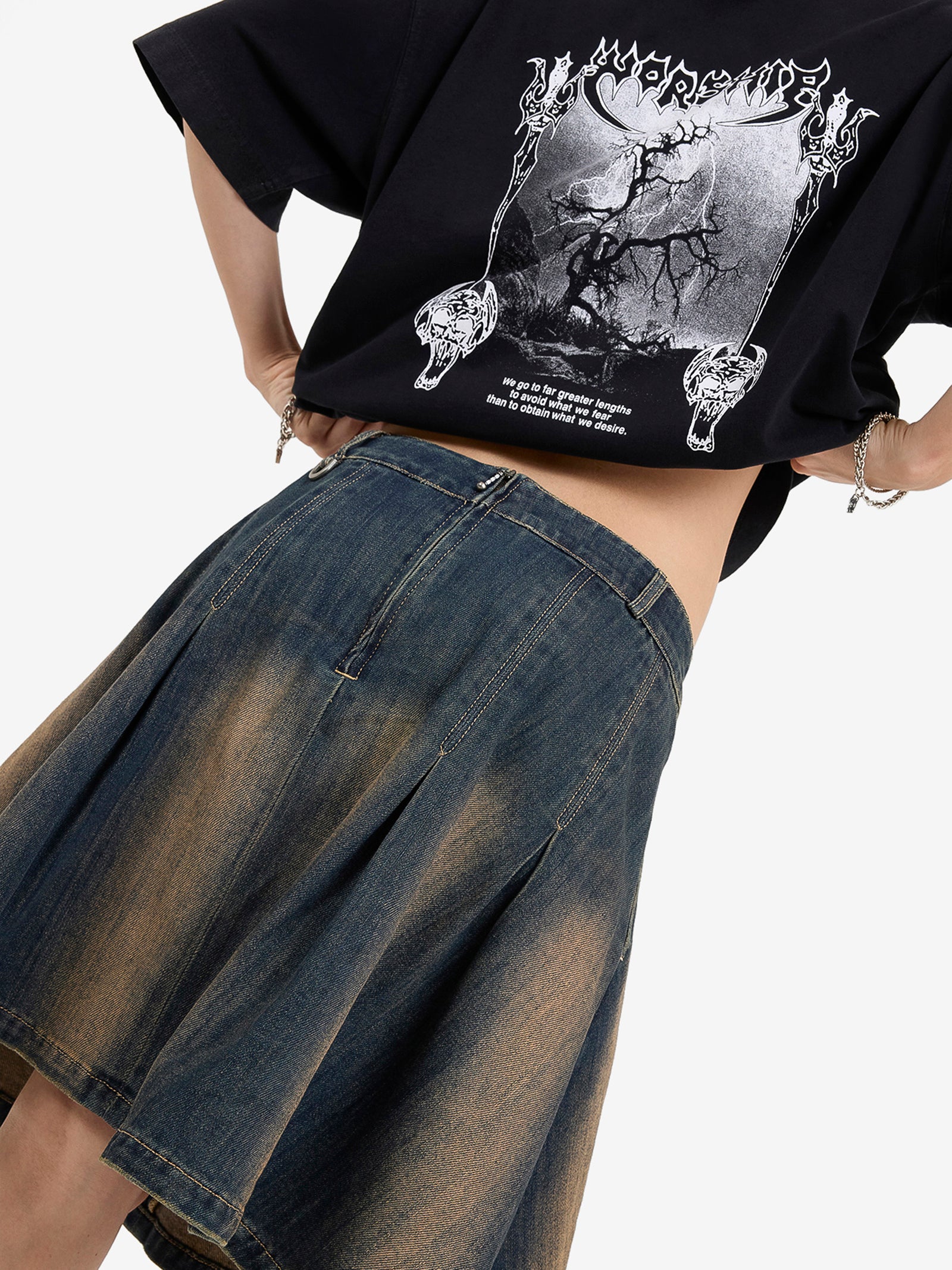 Tragic Pleated Denim Skirt