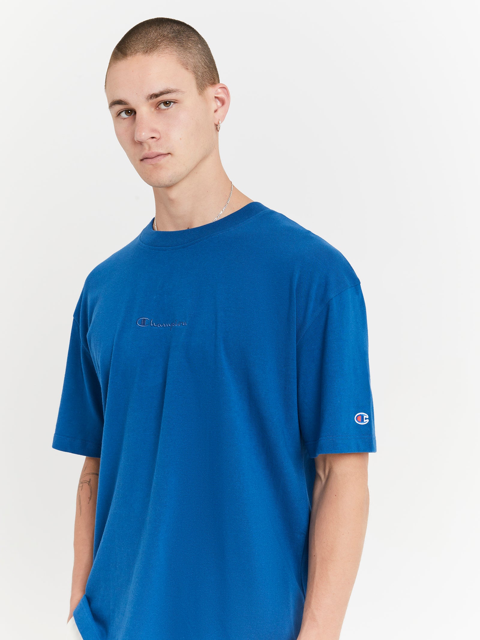 Heritage New Script T-Shirt in Universe Blue