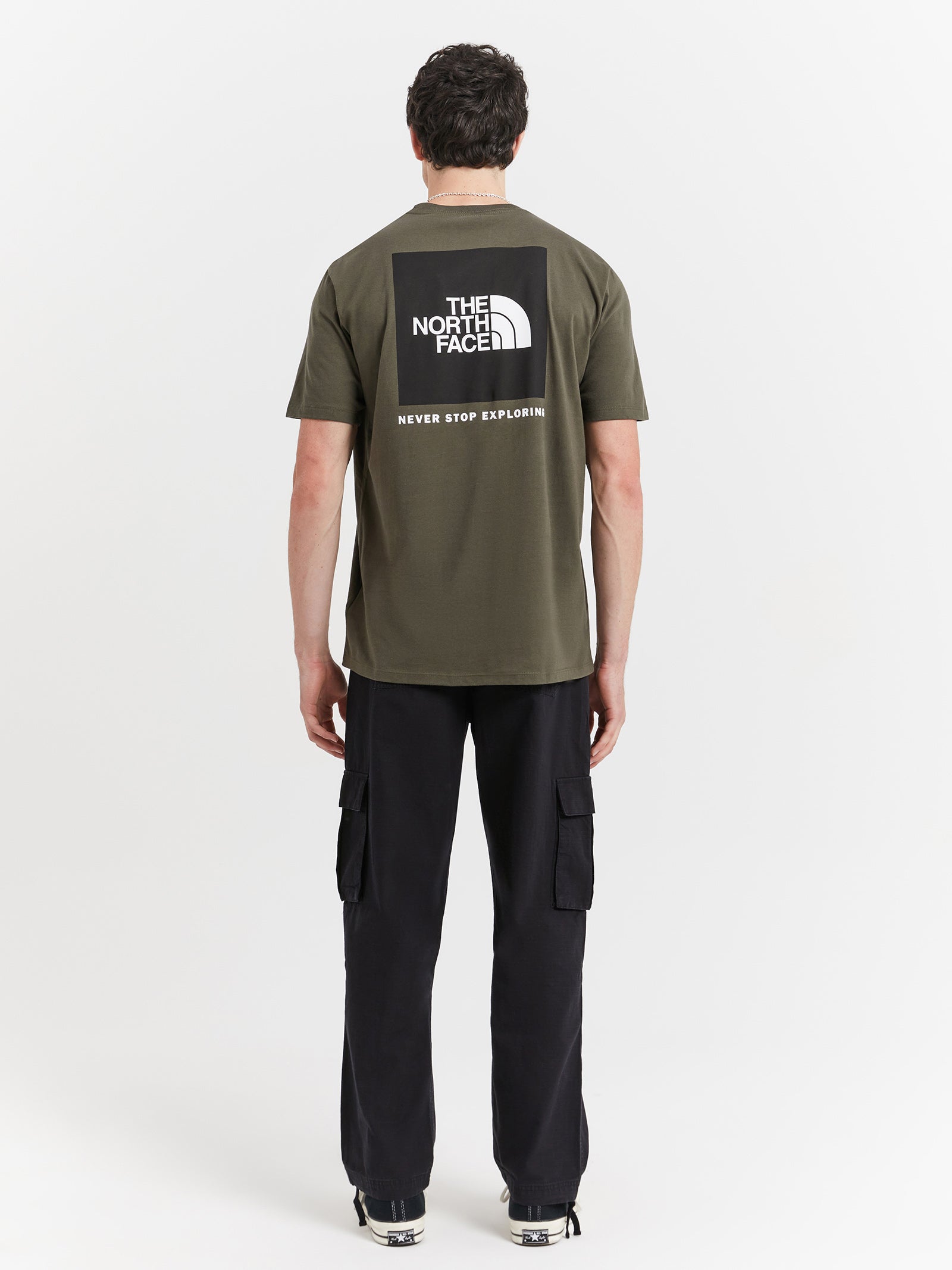 Short Sleeve Box T-Shirt in Green & TNF Black