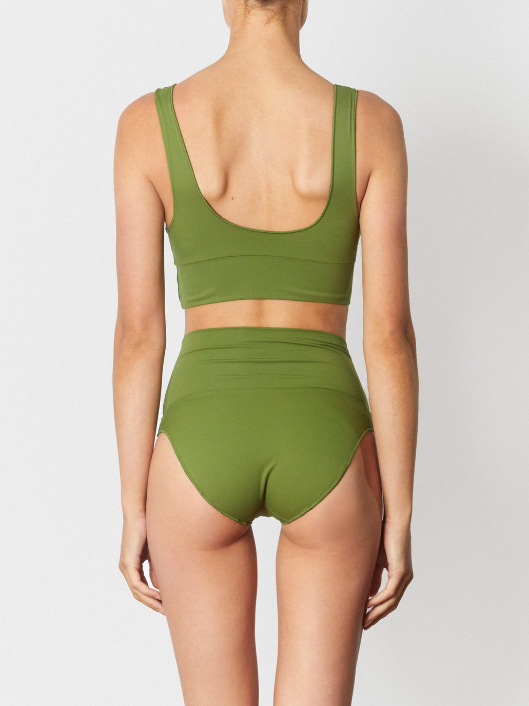 Contour Crop Top in Pesto Green