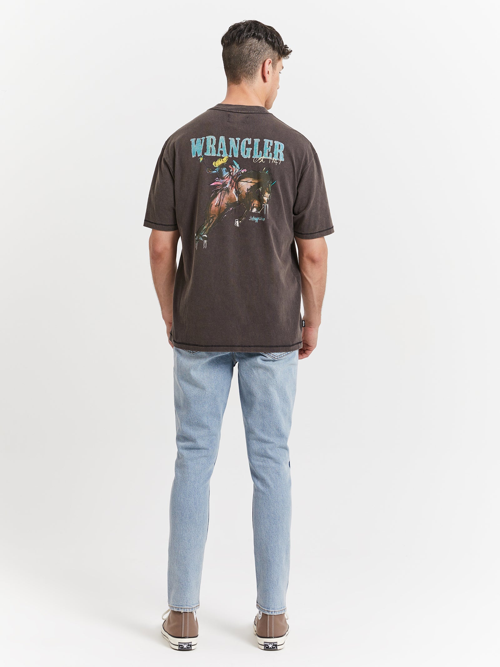 Jakey Pedro Rodeo Flower Slacker T-Shirt in Worn Black