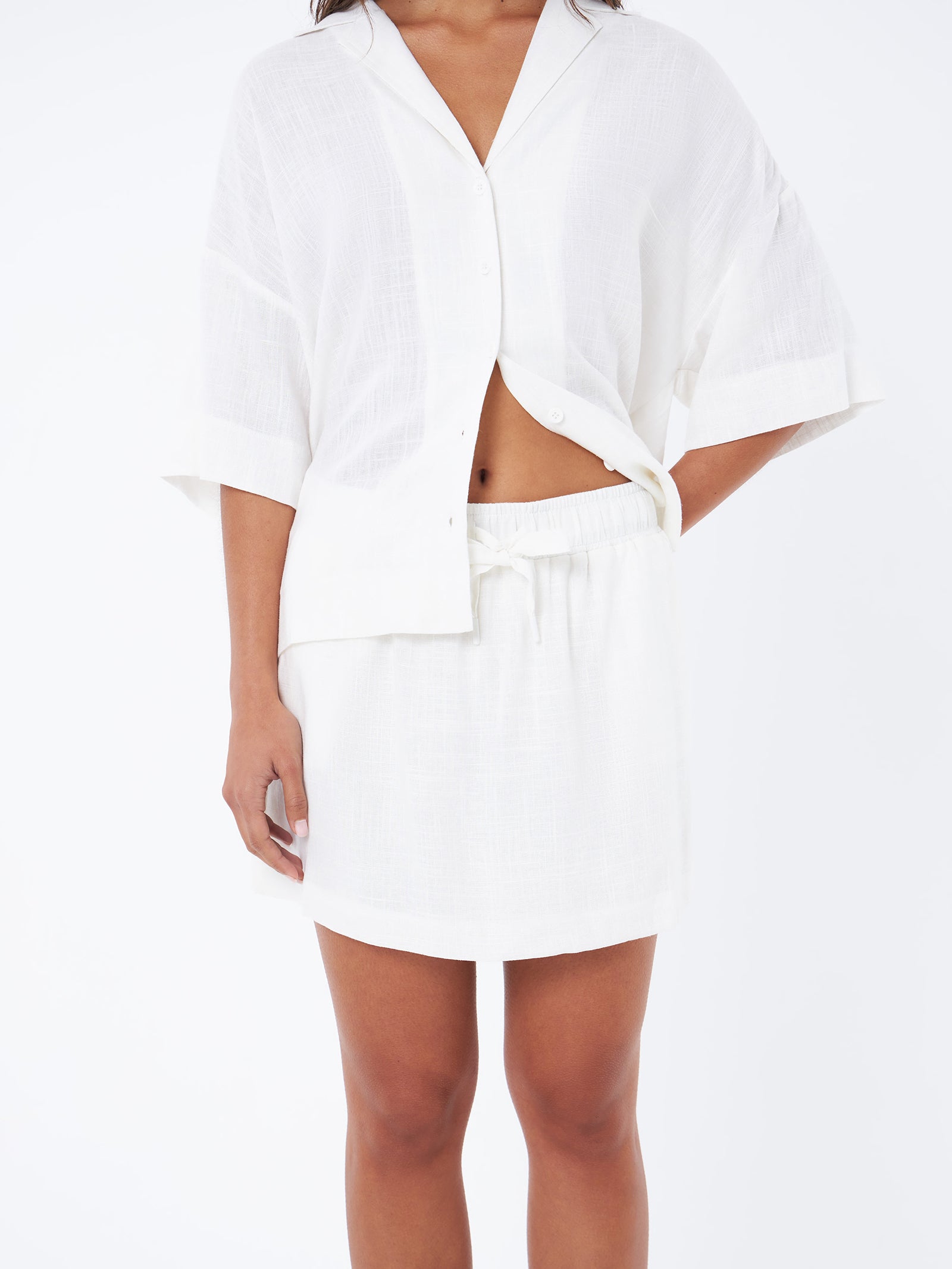 L&R Drawstring Mini Skirt In Off White