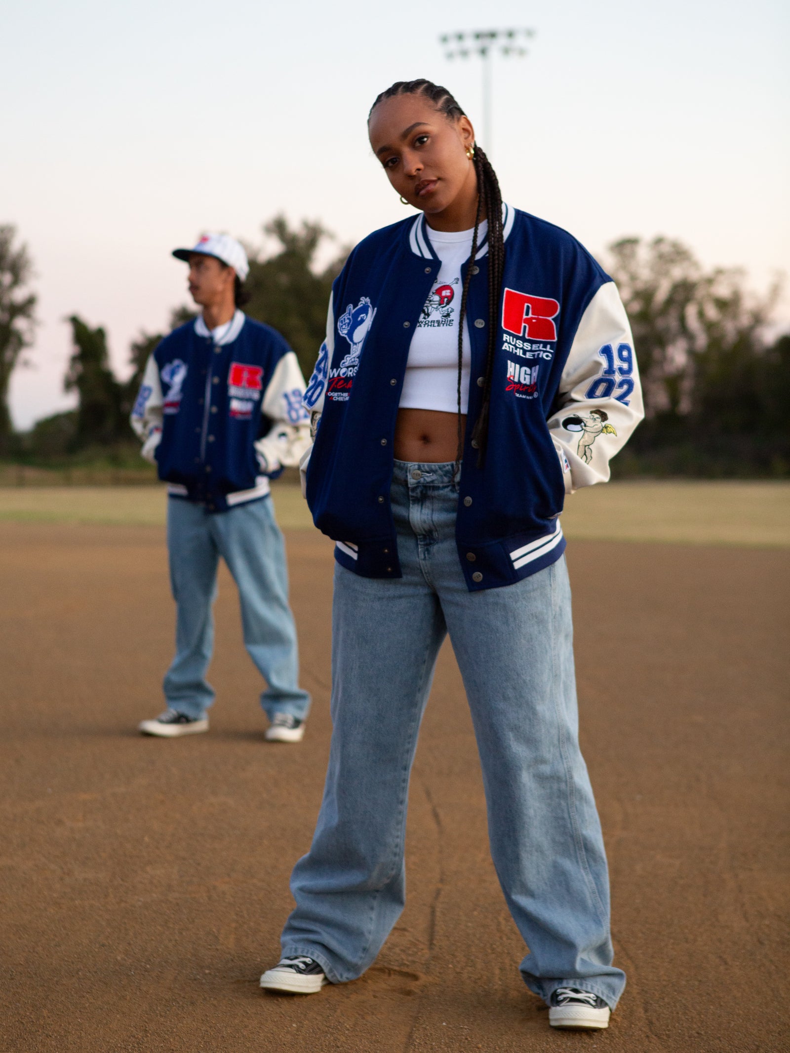 Russell Athletic Carpenter Baggy Jeans in Spirit Blue