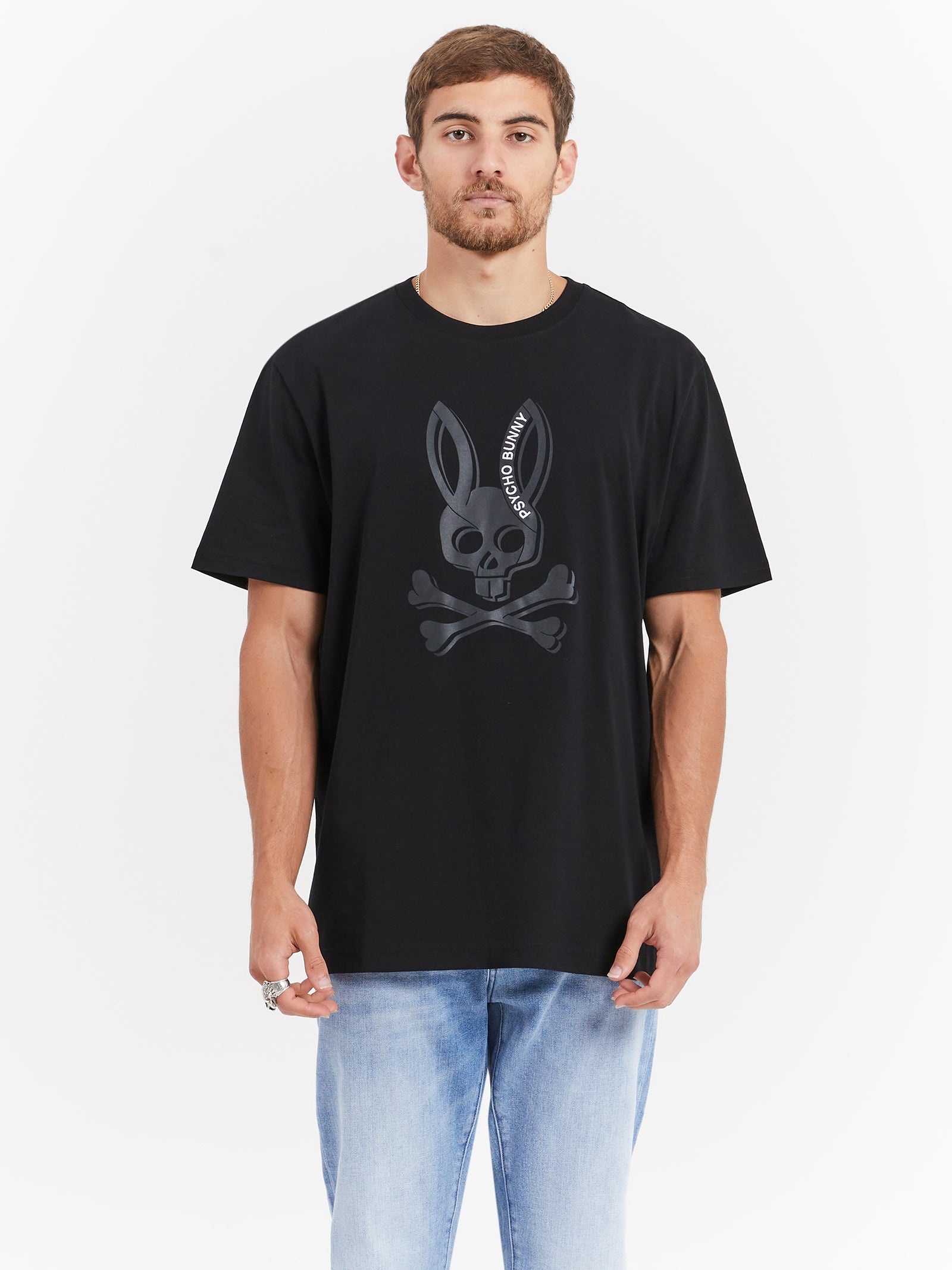 Serge Embroidered Graphic T-Shirt in Black