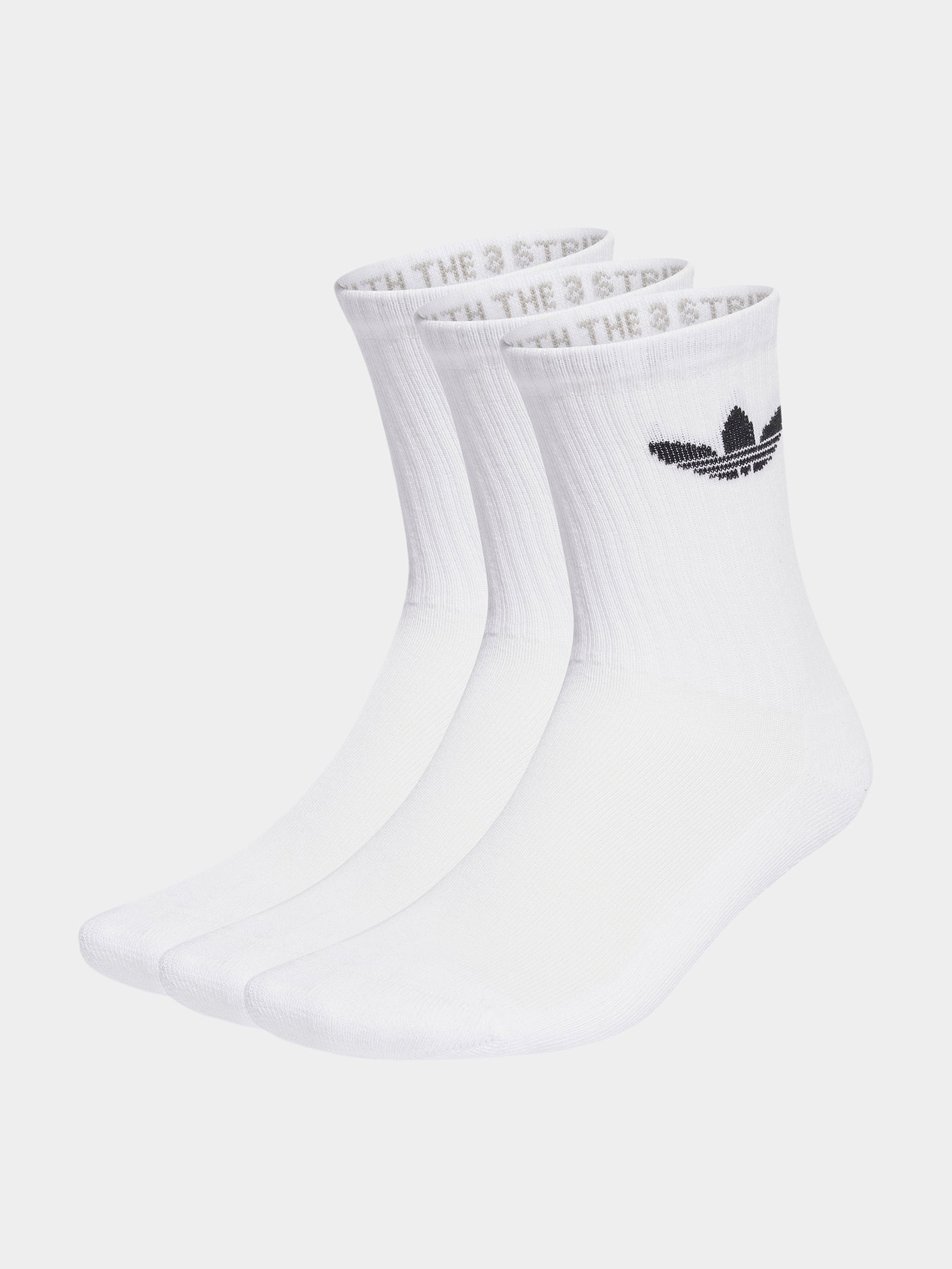 3 Pairs of Trefoil Cushion Crew Socks in White & Black