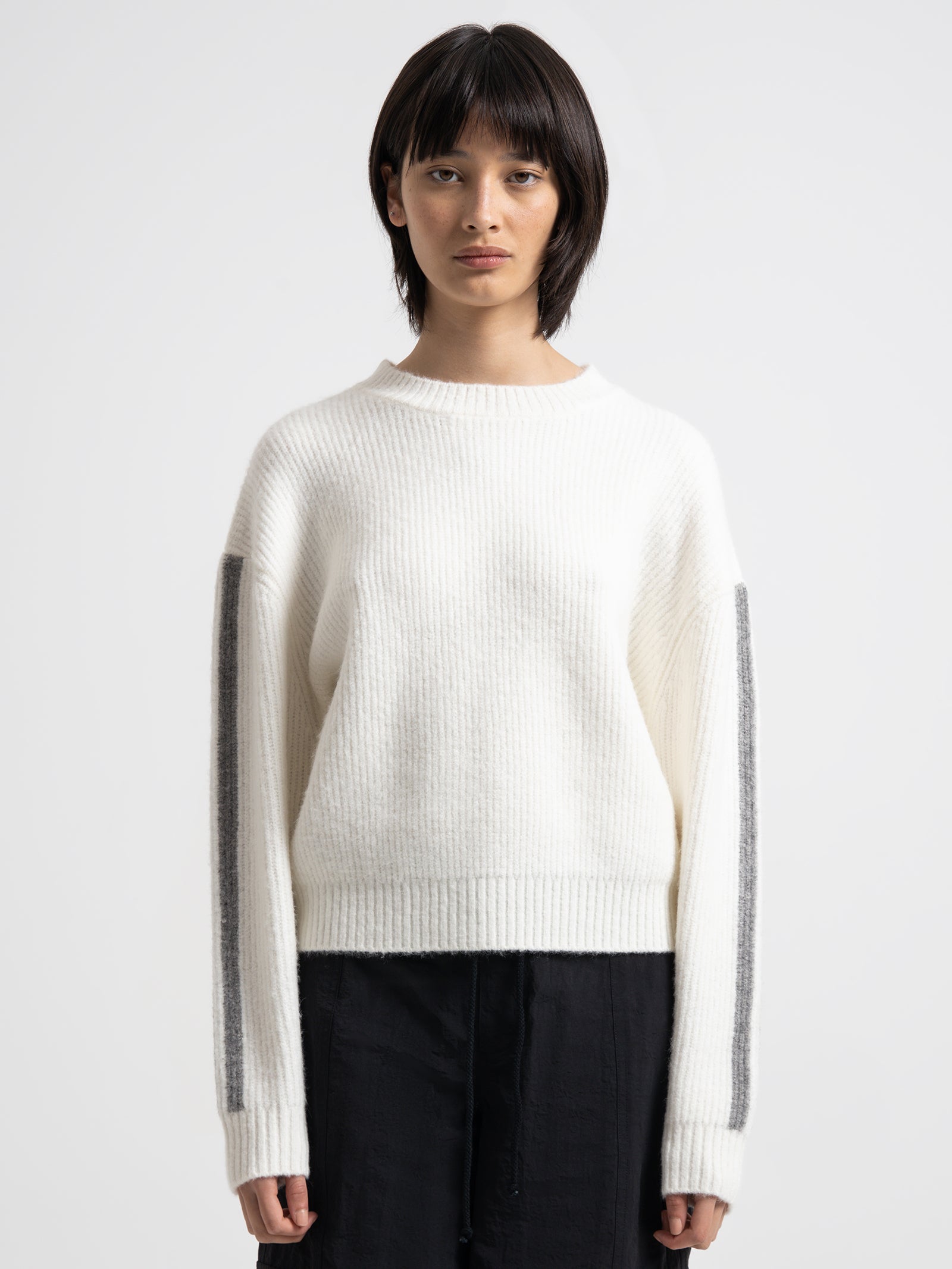 Remi Stripe Jumper in Cream Grey