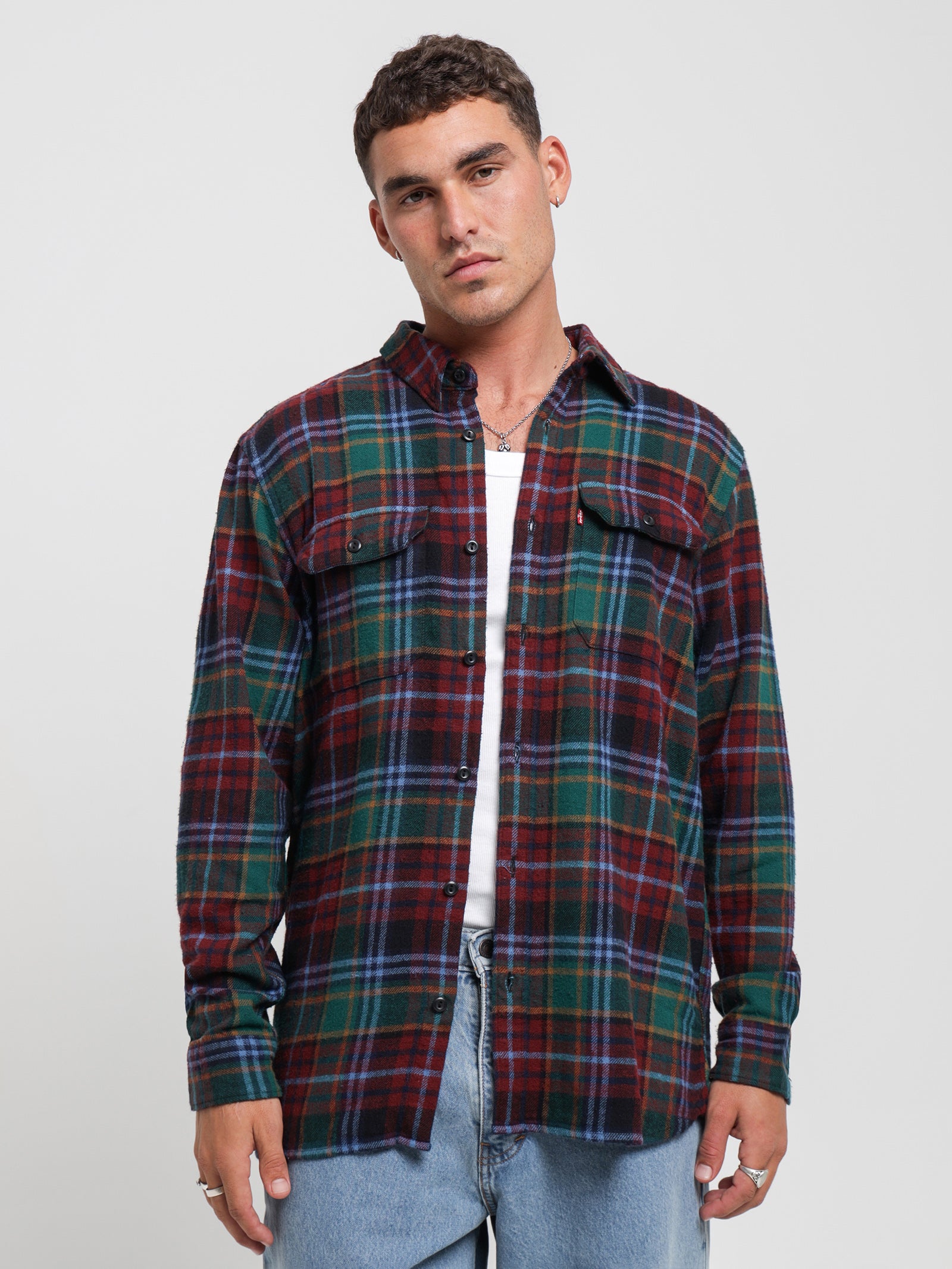 Jackson Worker Shirt in Ferdinand Plaid Evergreen