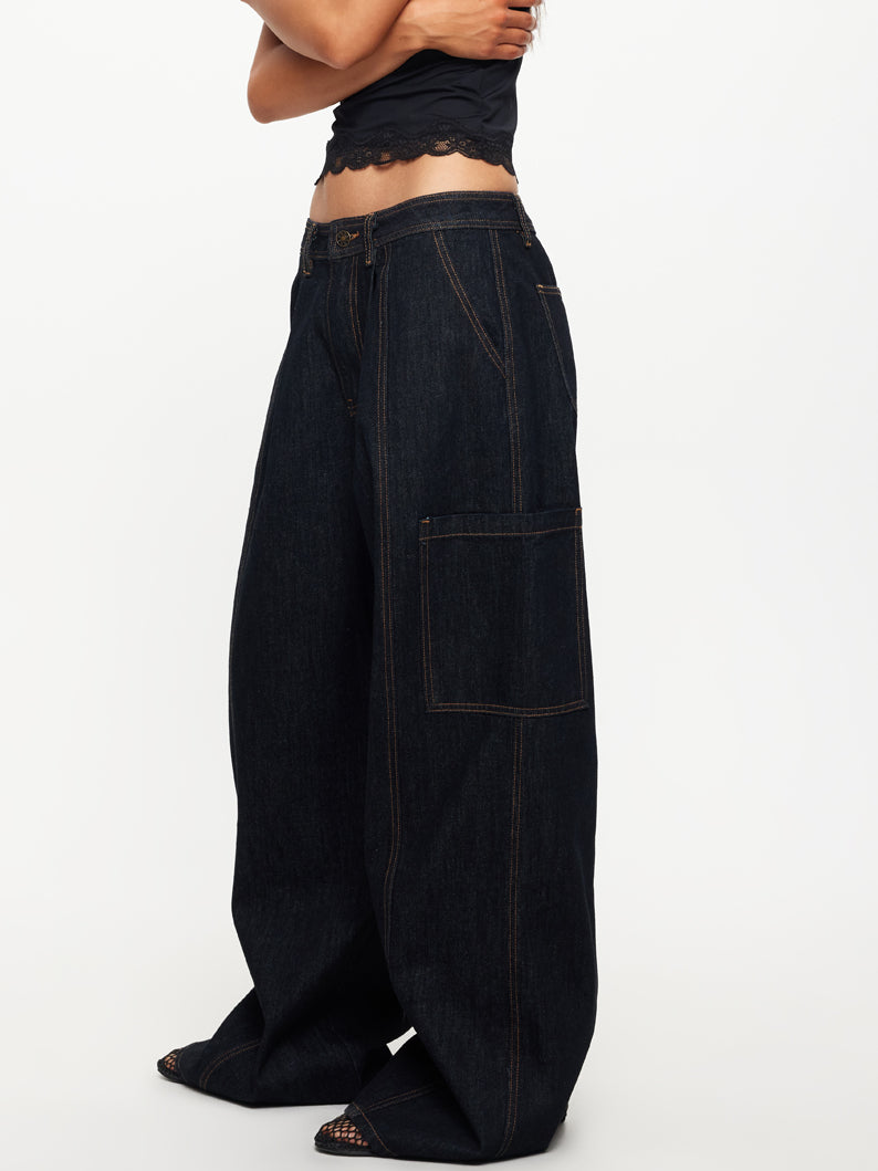 Veneda Baggy Jeans in Dark Denim