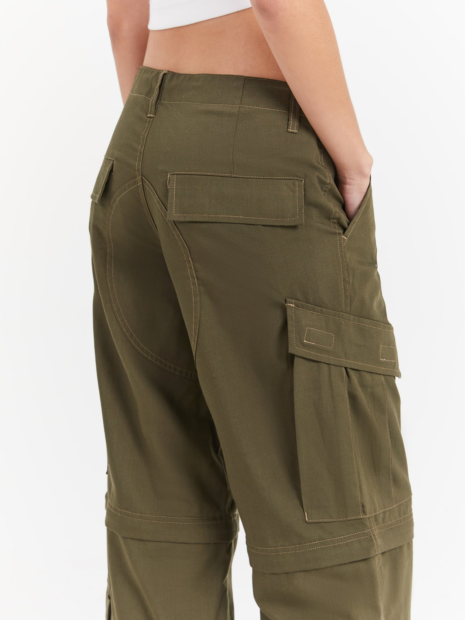 Recreation Zip Off Cargo Pants in Jungle Green