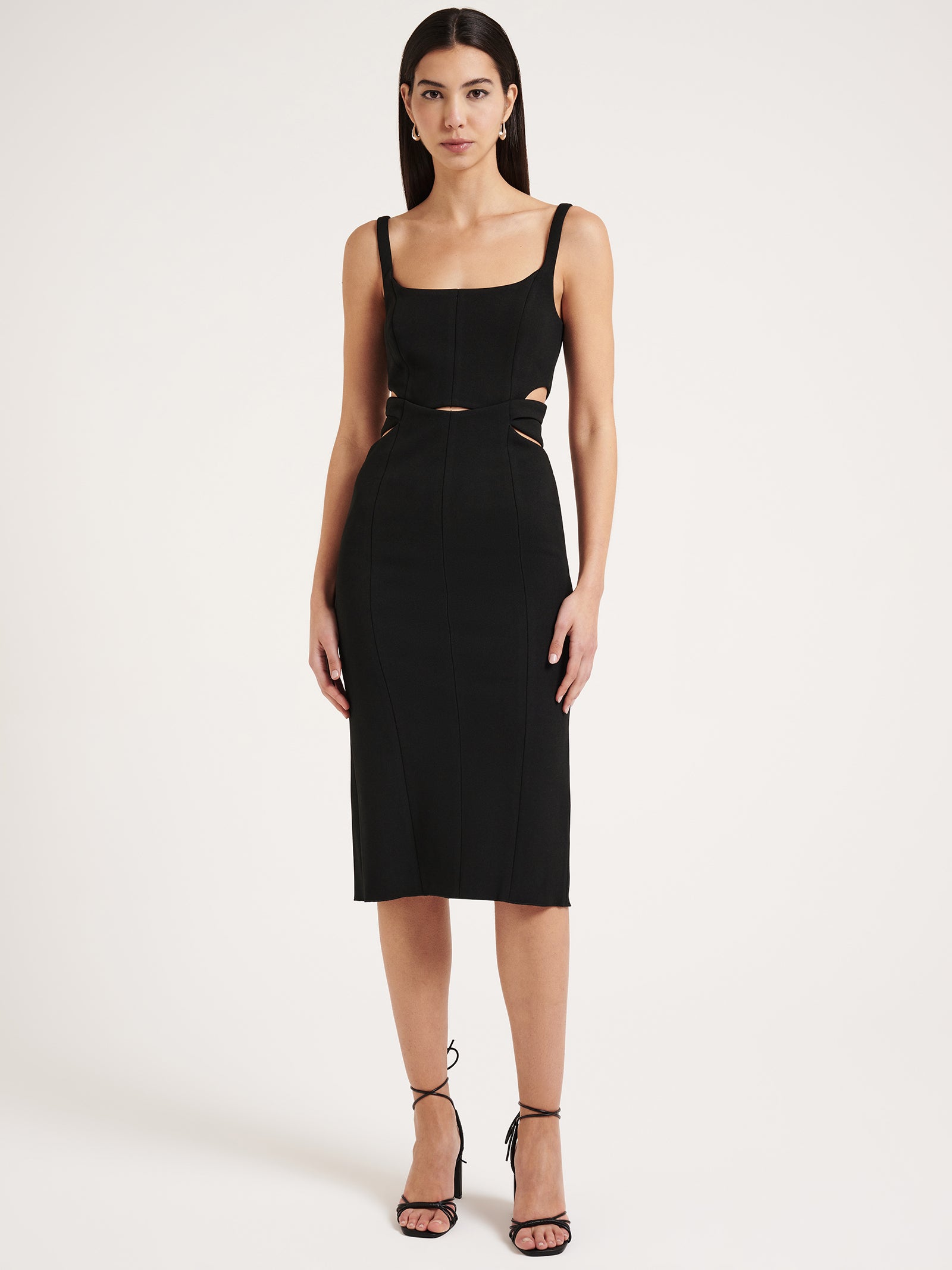 Saige Bonded Midi Dress in Black