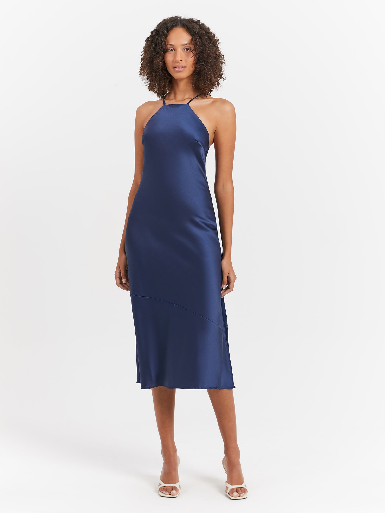 Makala Tie Back Midi Dress in Royale Blue