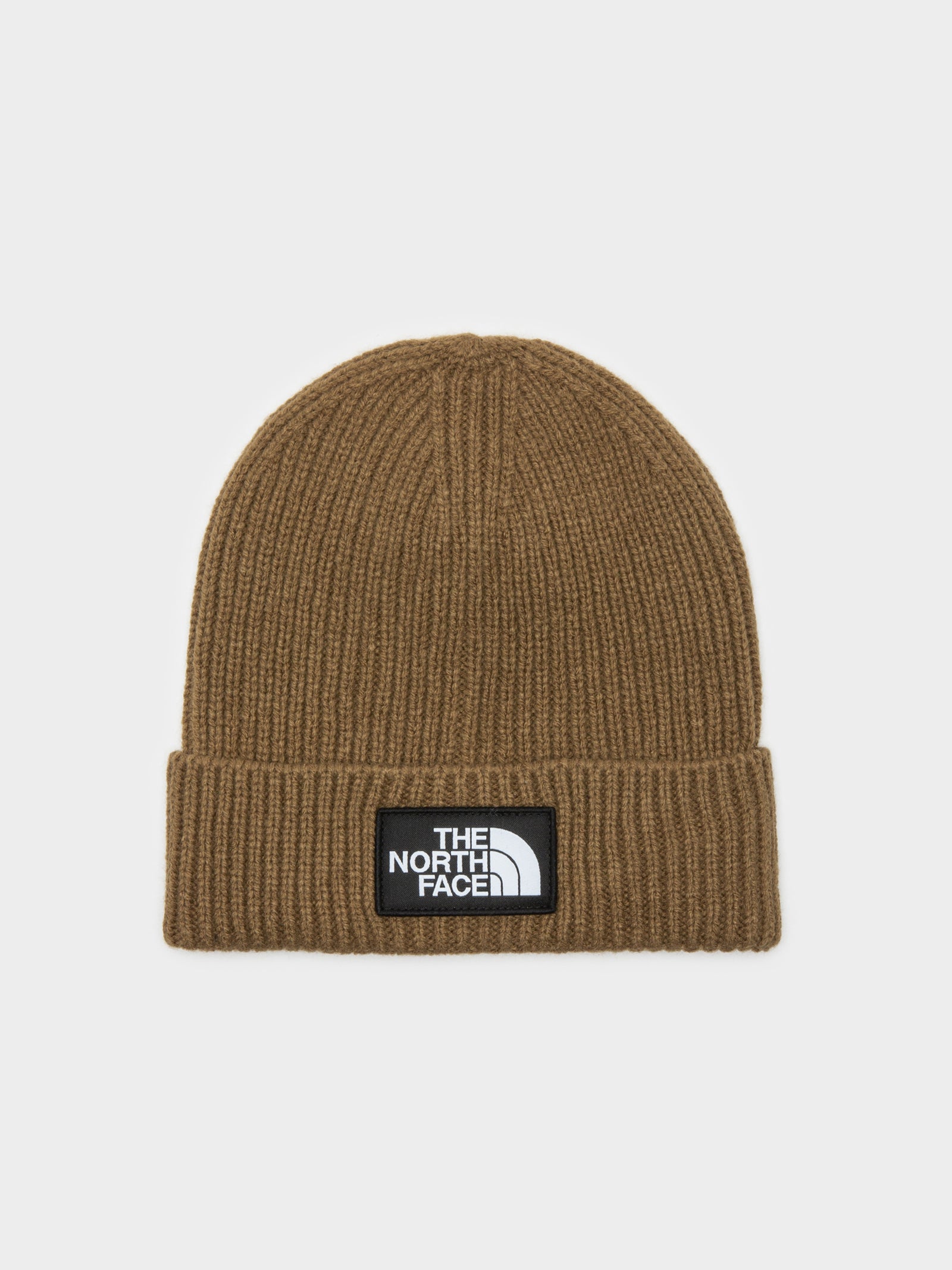 TNF Logo Box Cuff Beanie in Olive