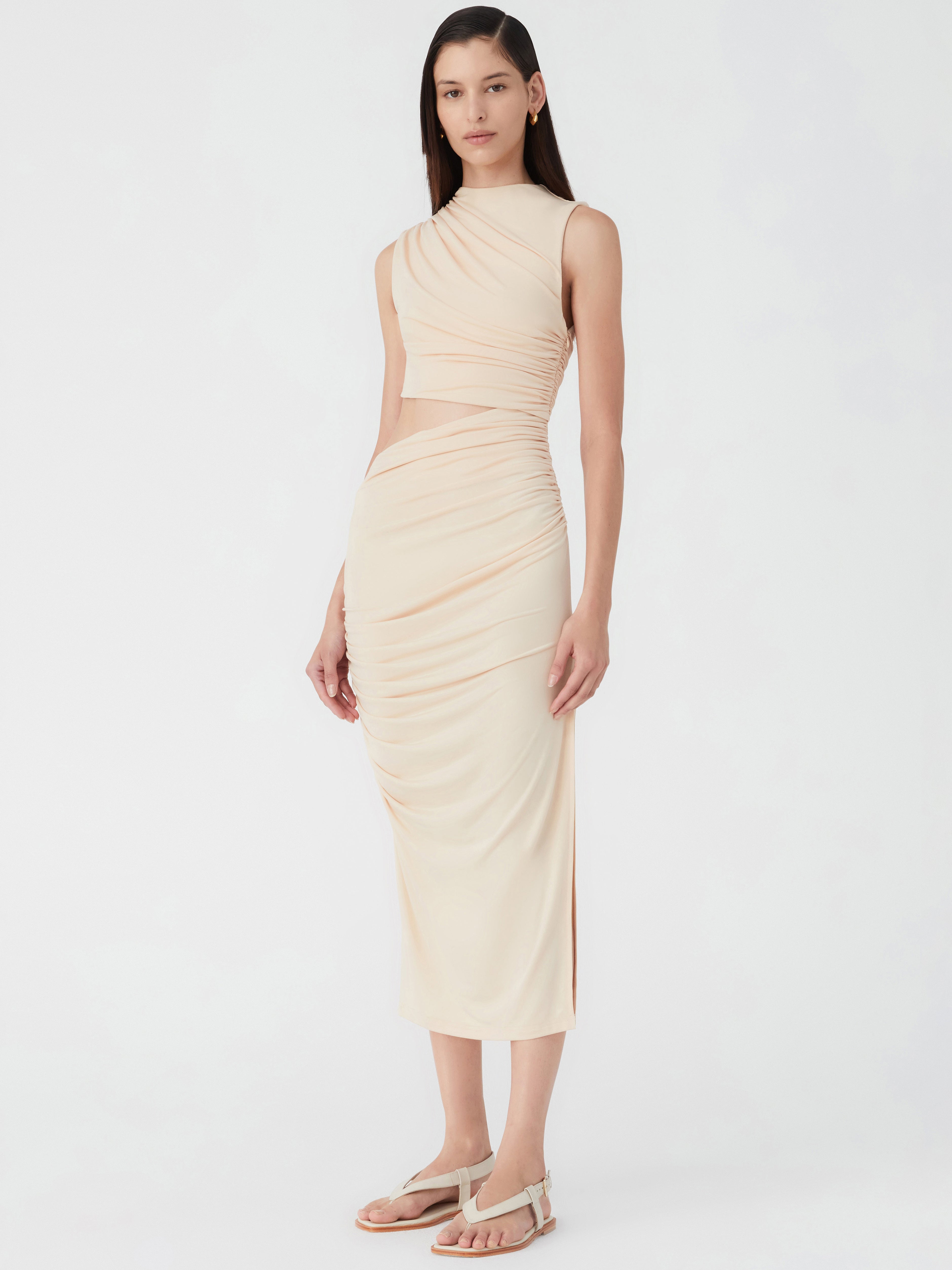 Laurel Midi Dress in Macadamia Yellow