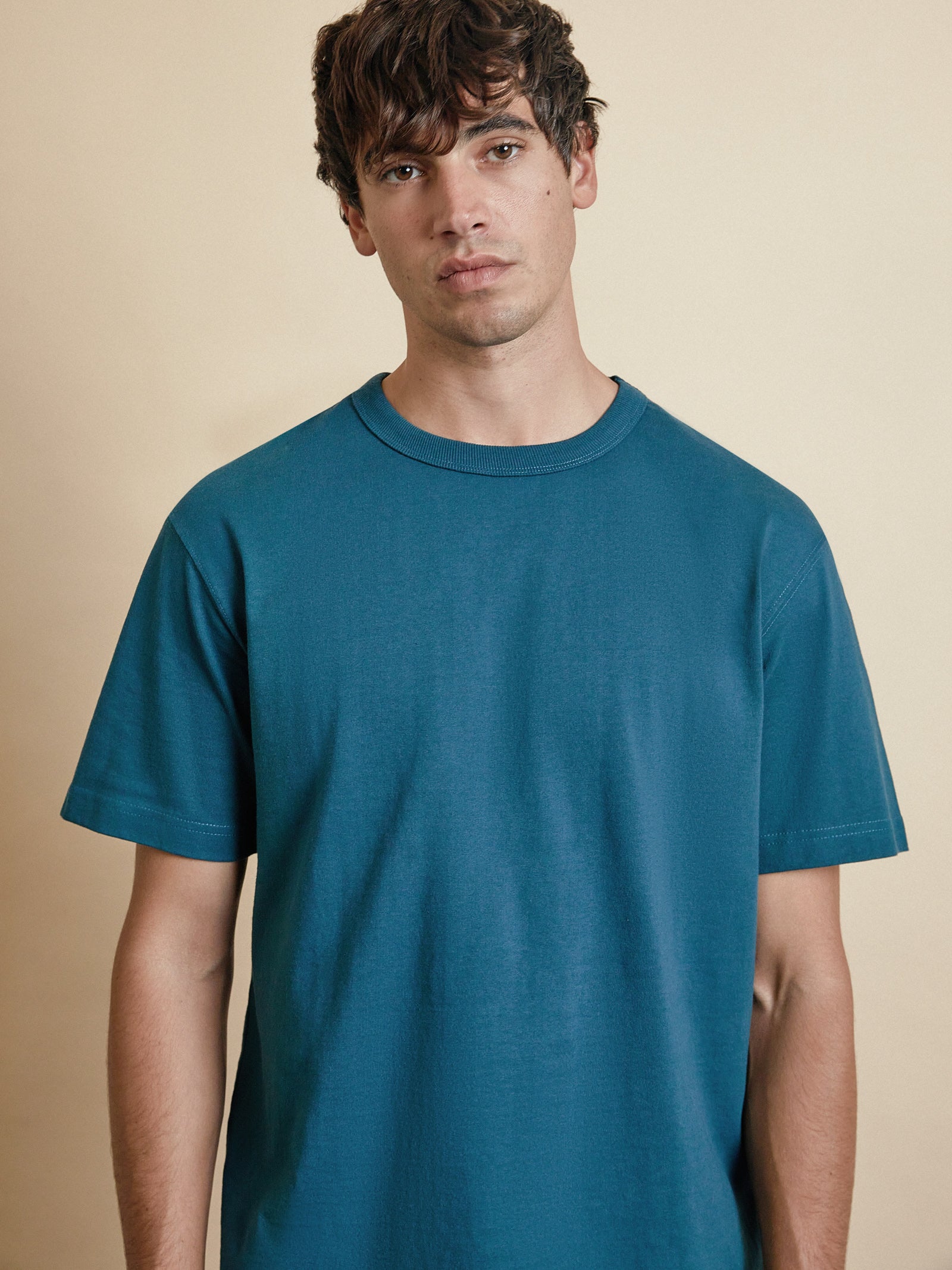 Heavyweight Crew T-Shirt in Aegean Blue