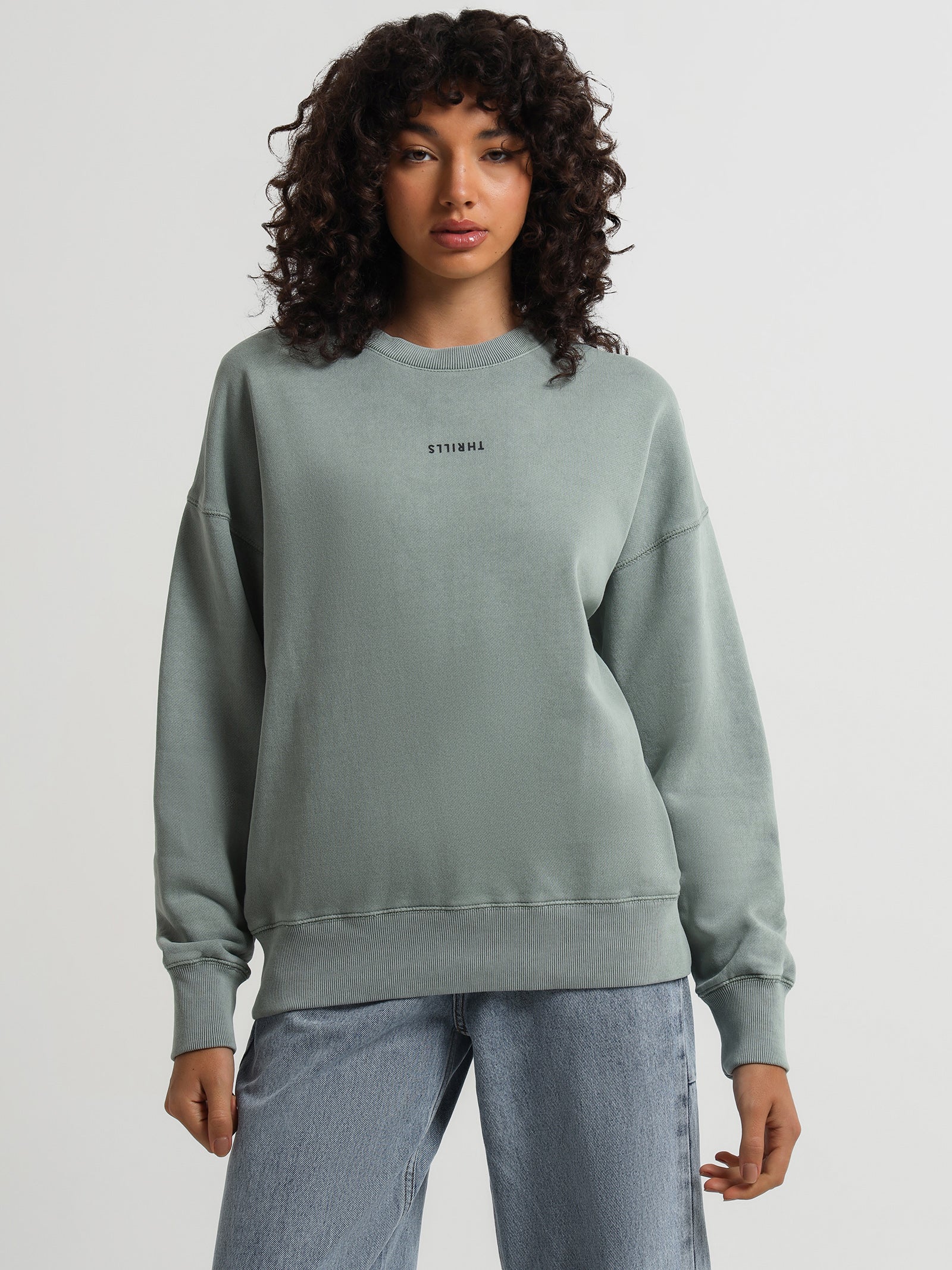 Minimal Thrills Slouch Crew in Seaglass Green